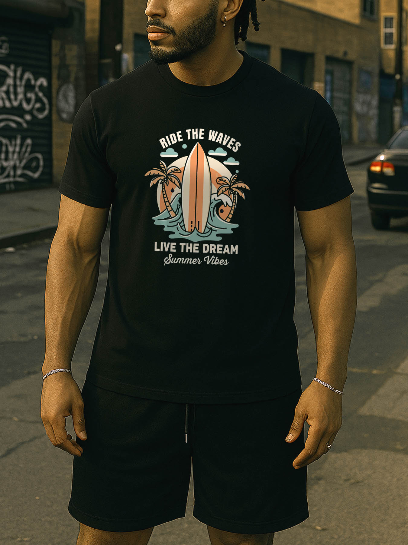 RTTMALL Caribbean Island Vacation Beach Printed Cotton Casual T-Shirts for Men, Summer Casual Outdoor Breathable Tee Tops