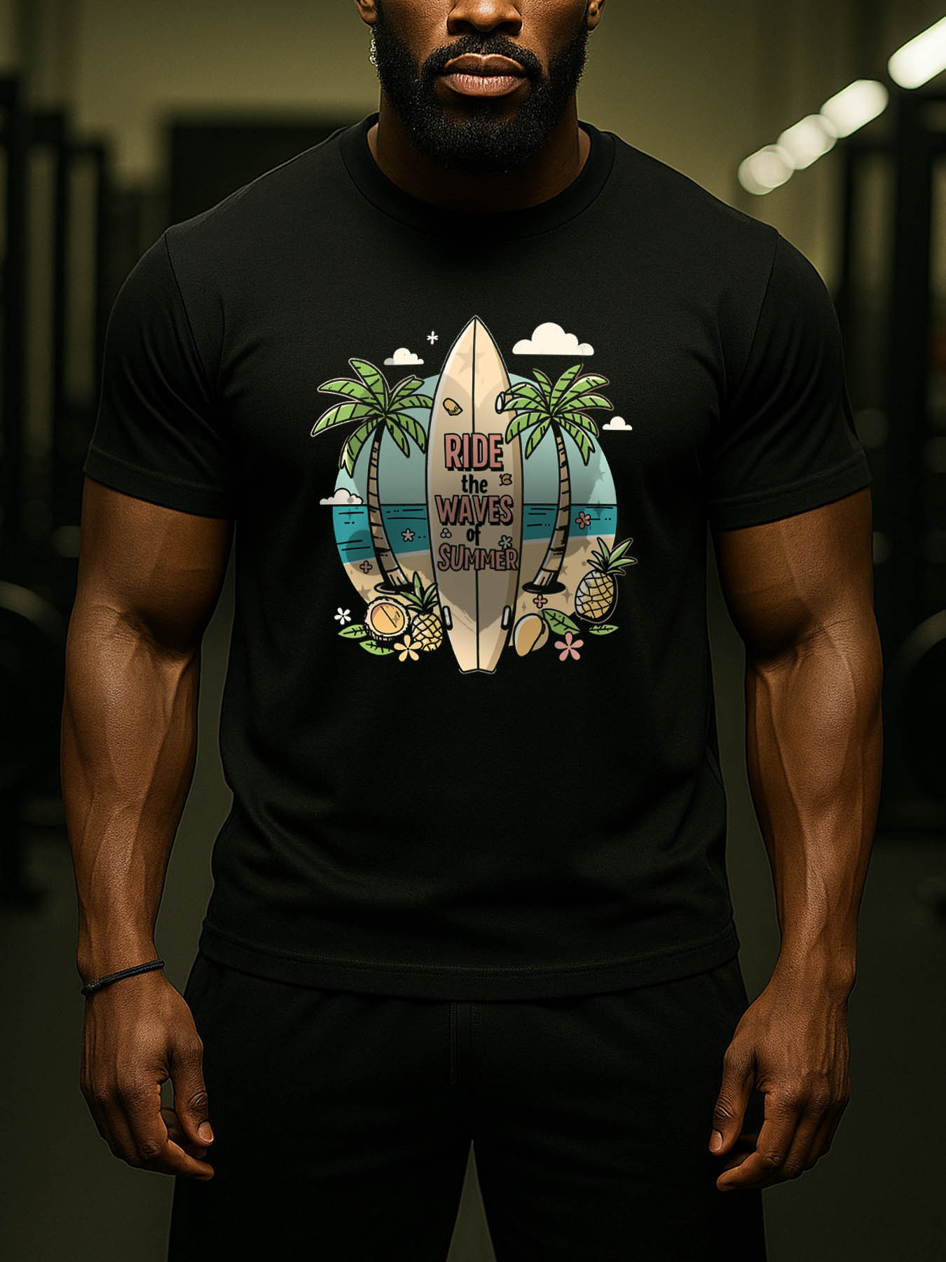 RTTMALL Caribbean Island Beach Printed Cotton Casual T-Shirts for Summer Vacation