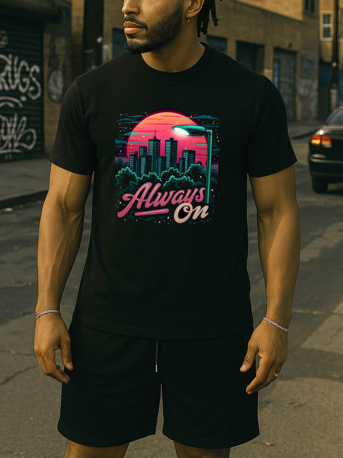 RTTMALL Caribbean Island Beach Casual Printed Cotton Men's T-Shirt for Summer Vacation Outdoor Activities