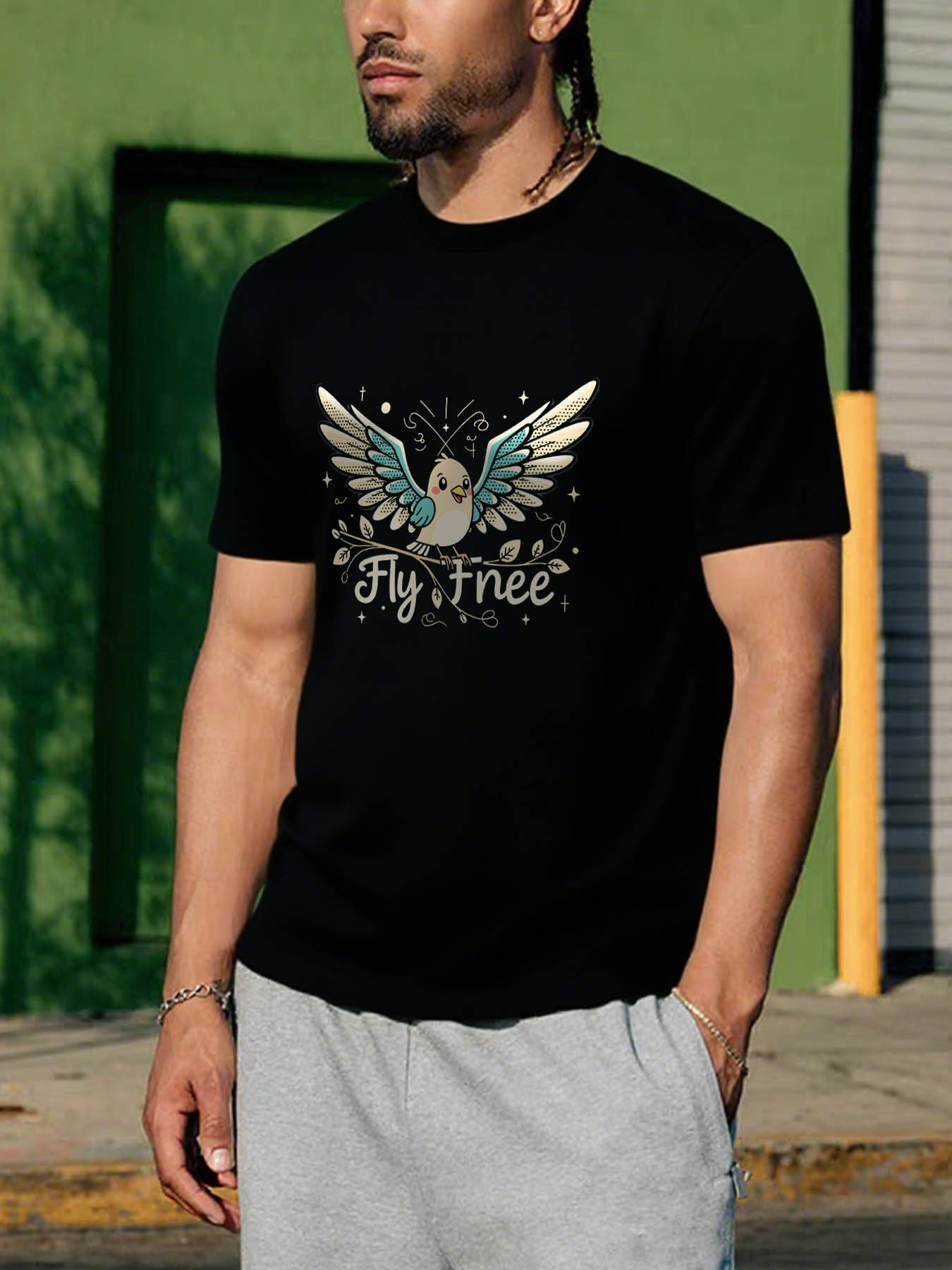 Men's 100% Cotton RTTMALL Printed T-Shirts, Soft Casual Beachwear with Smooth Texture, Machine Washable Crew Neck Tees for Caribbean Island Summer Outings