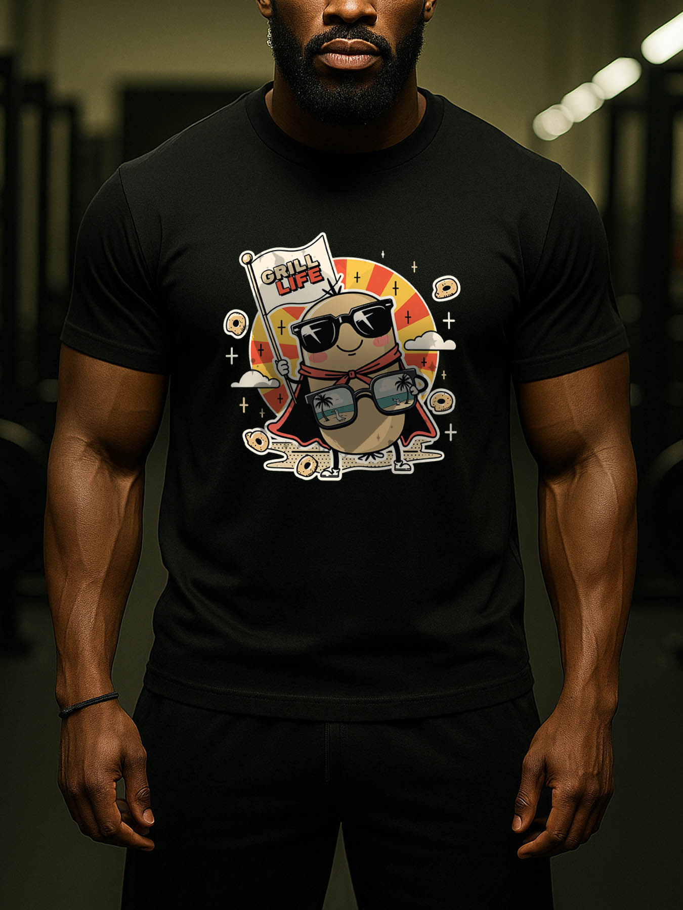 Caribbean RTTMALL Beach Printed Cotton T-Shirts Casual Summer Island Graphic Tees for Men