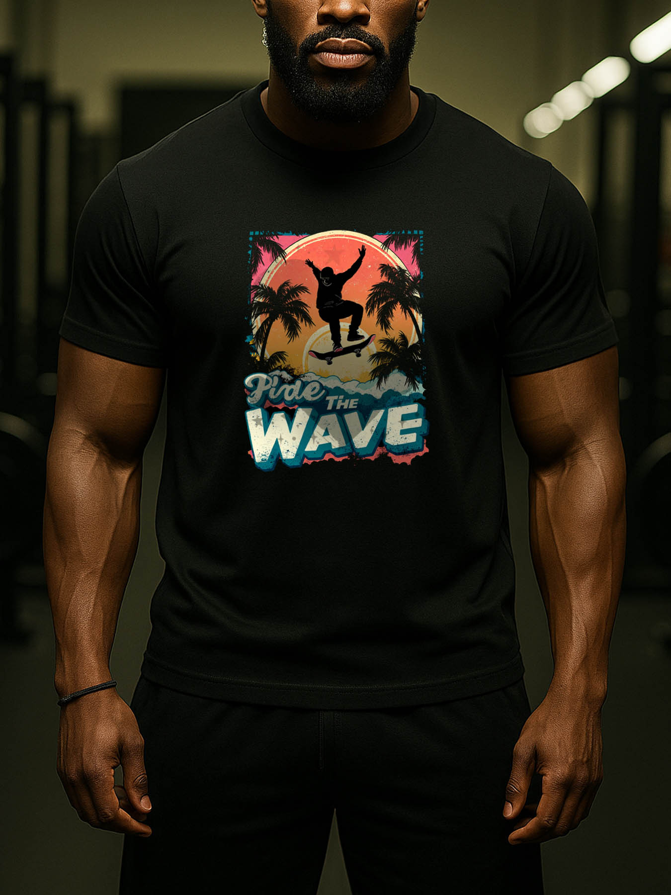 RTTMALL Caribbean Island Beach Printed Cotton Casual T-Shirt for Men