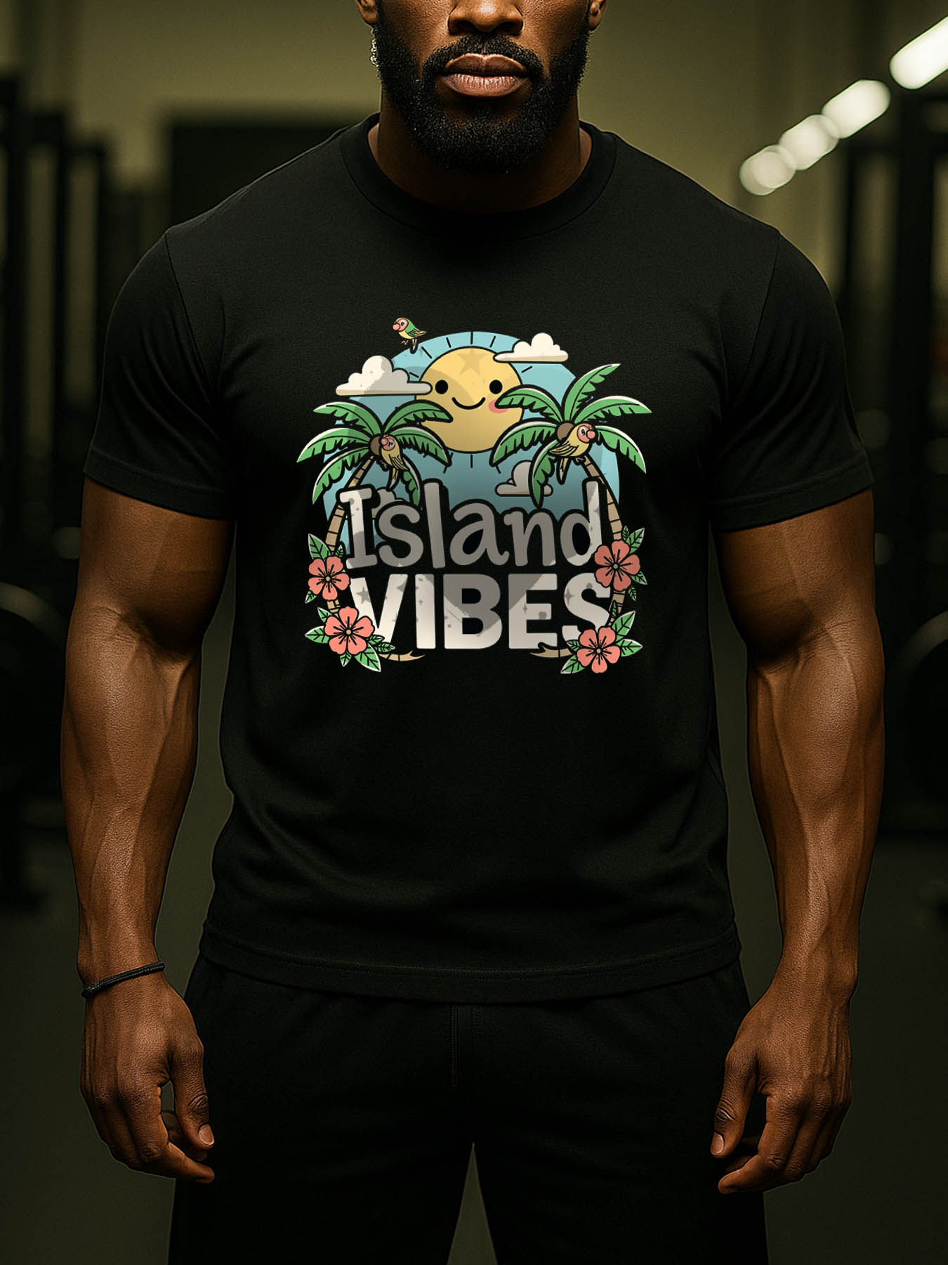RTTMALL Caribbean Island Beach Printed Cotton Men's Casual Summer T-Shirts