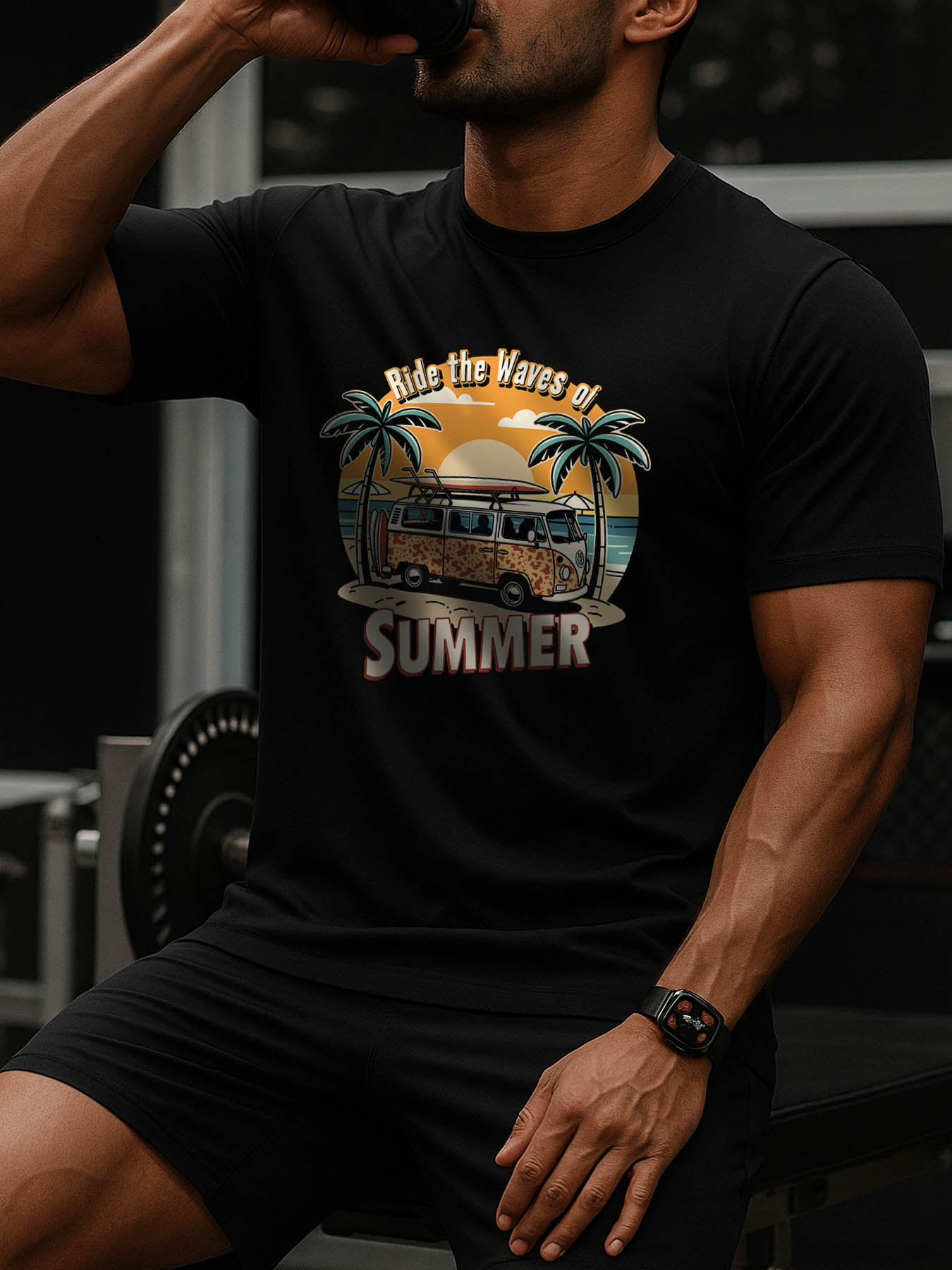 Men's 100% Cotton RTTMALL Printed T-Shirt Casual Summer Beach Caribbean Island Golf Tee