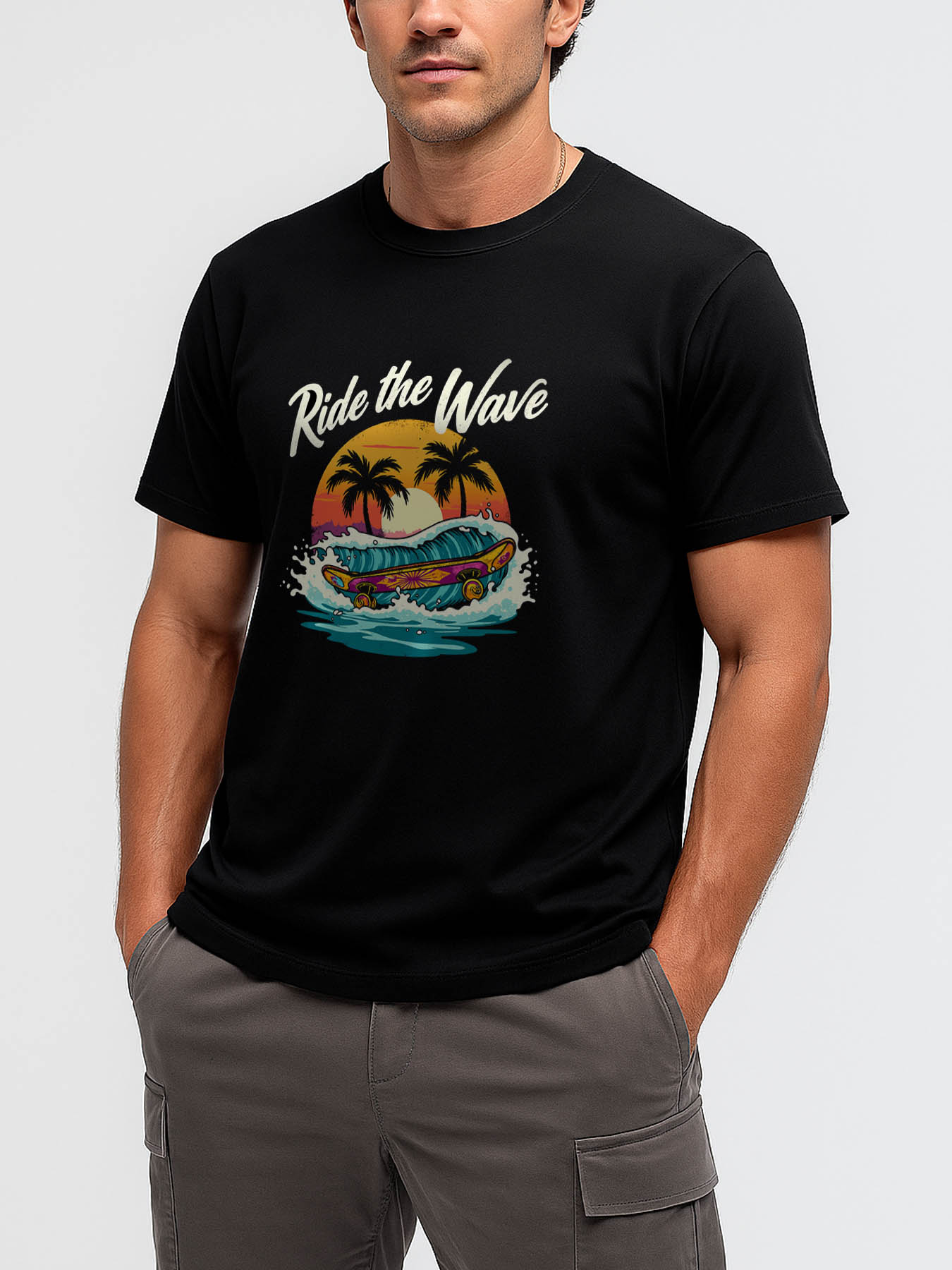 Men's RTTMALL Printed Cotton T-Shirts, Casual Caribbean Beach Summer Tops