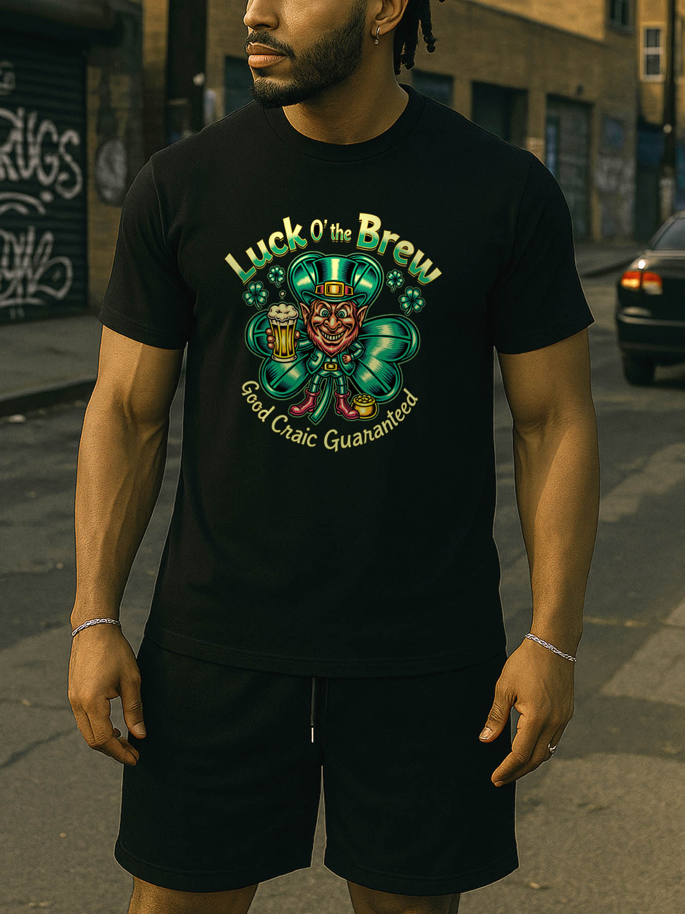 Caribbean RTTMALL Printed Cotton T-Shirts for Men, Relaxed Fit Leaf Guitar Print Casual Beach Summer Tees, Machine Washable Comfort Tops