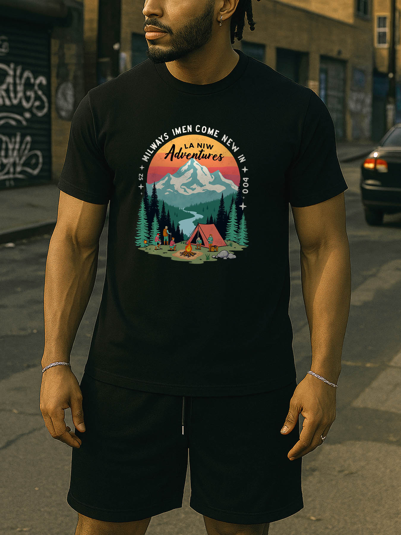 RTTMALL Caribbean Island Beach Printed Casual Cotton T-Shirts for Men, Summer Vacation Outdoor Streetwear Breathable Machine Washable Tees