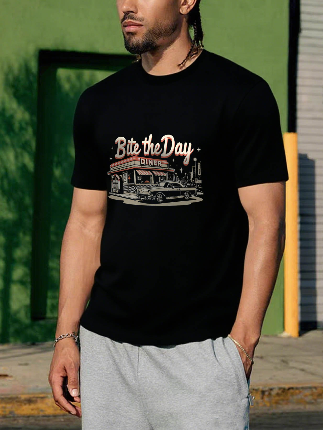 RTTMALL Caribbean Island Beach Print Cotton Casual T-Shirts for Men, Breathable Summer Outdoor Golf Wear Machine Washable Durable Tees