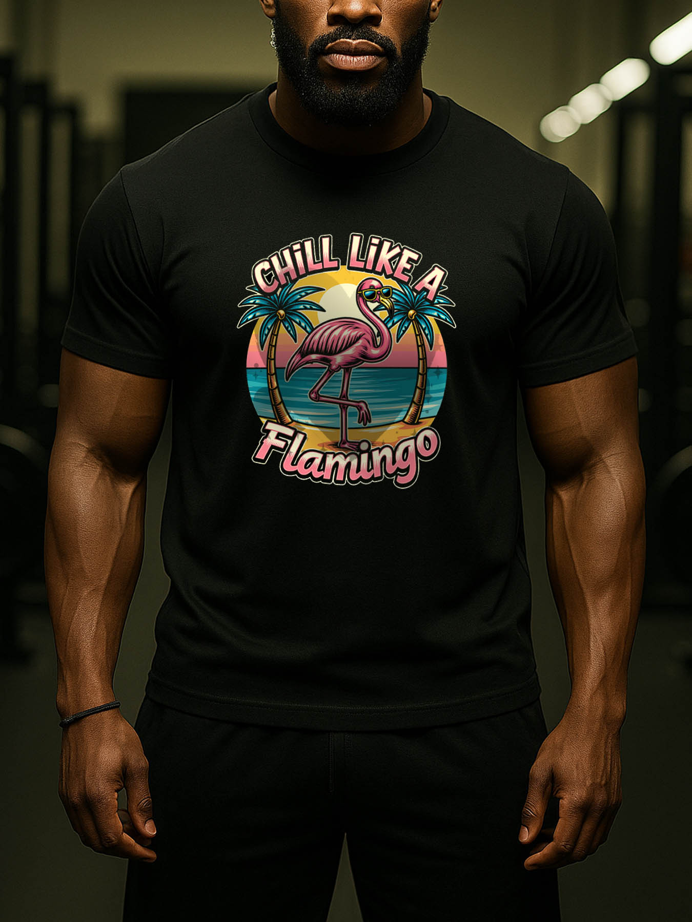 RTTMALL Caribbean Island Beach Casual Printed 100% Cotton T-Shirts for Men with Bold Striped Amusement Park Theme Graphics