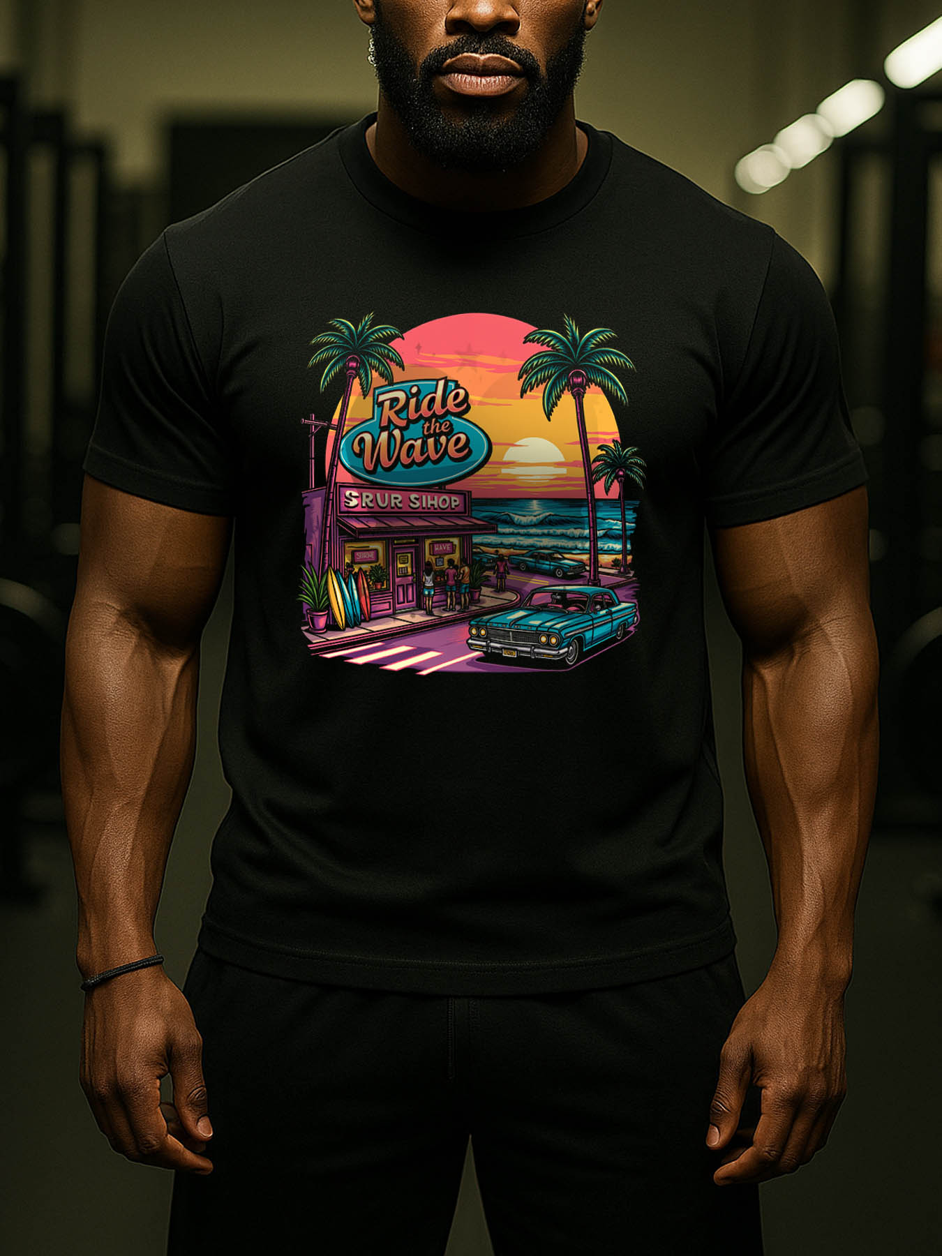 RTTMALL Caribbean Island Beach Printed Cotton T-Shirts for Men, Summer Casual Loose Graphic Tees for Golf Outdoor Vacation