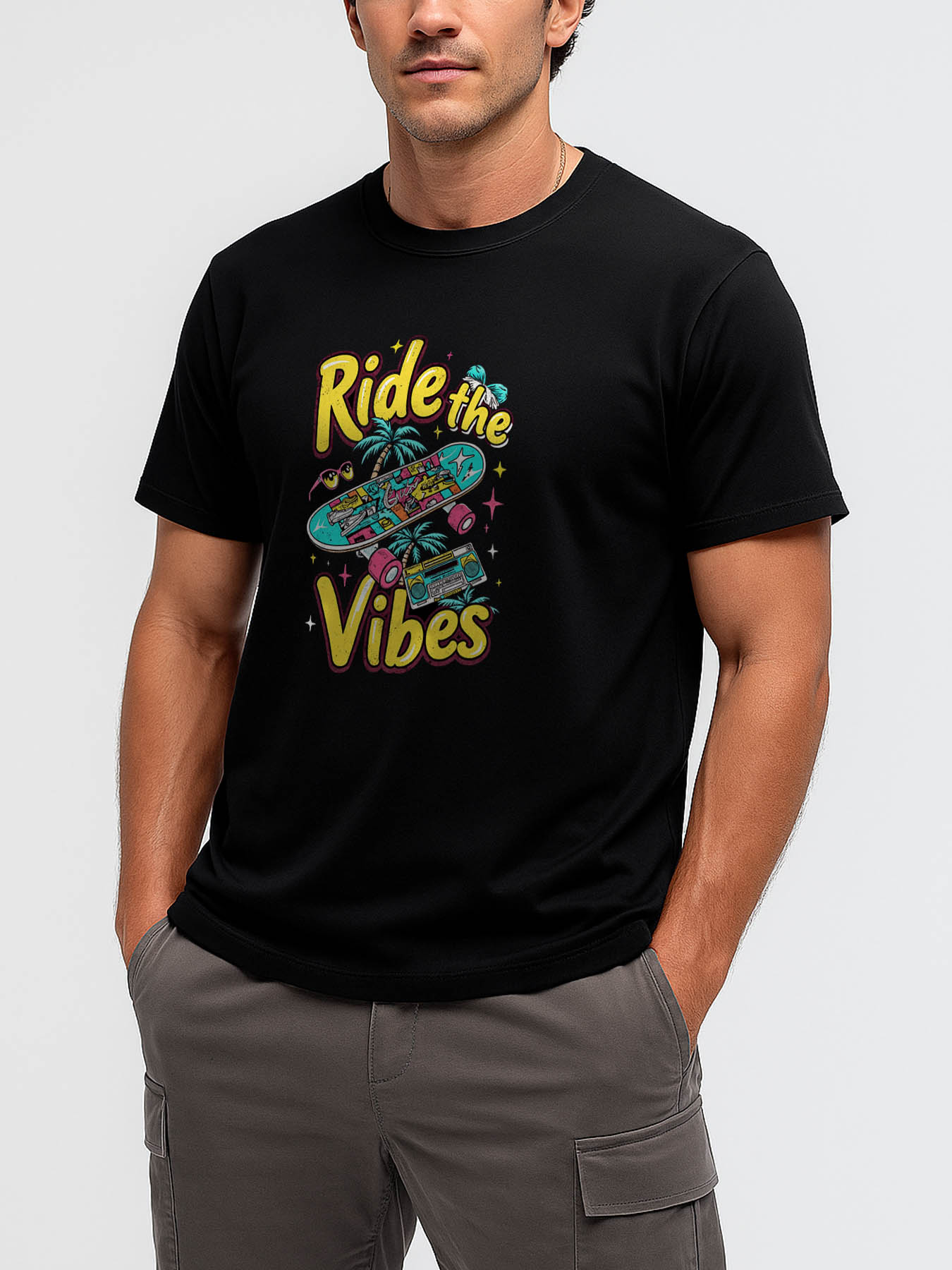 Men's RTTMALL Printed Cotton T-Shirts, Casual Caribbean Beach Island Summer Graphic Tees