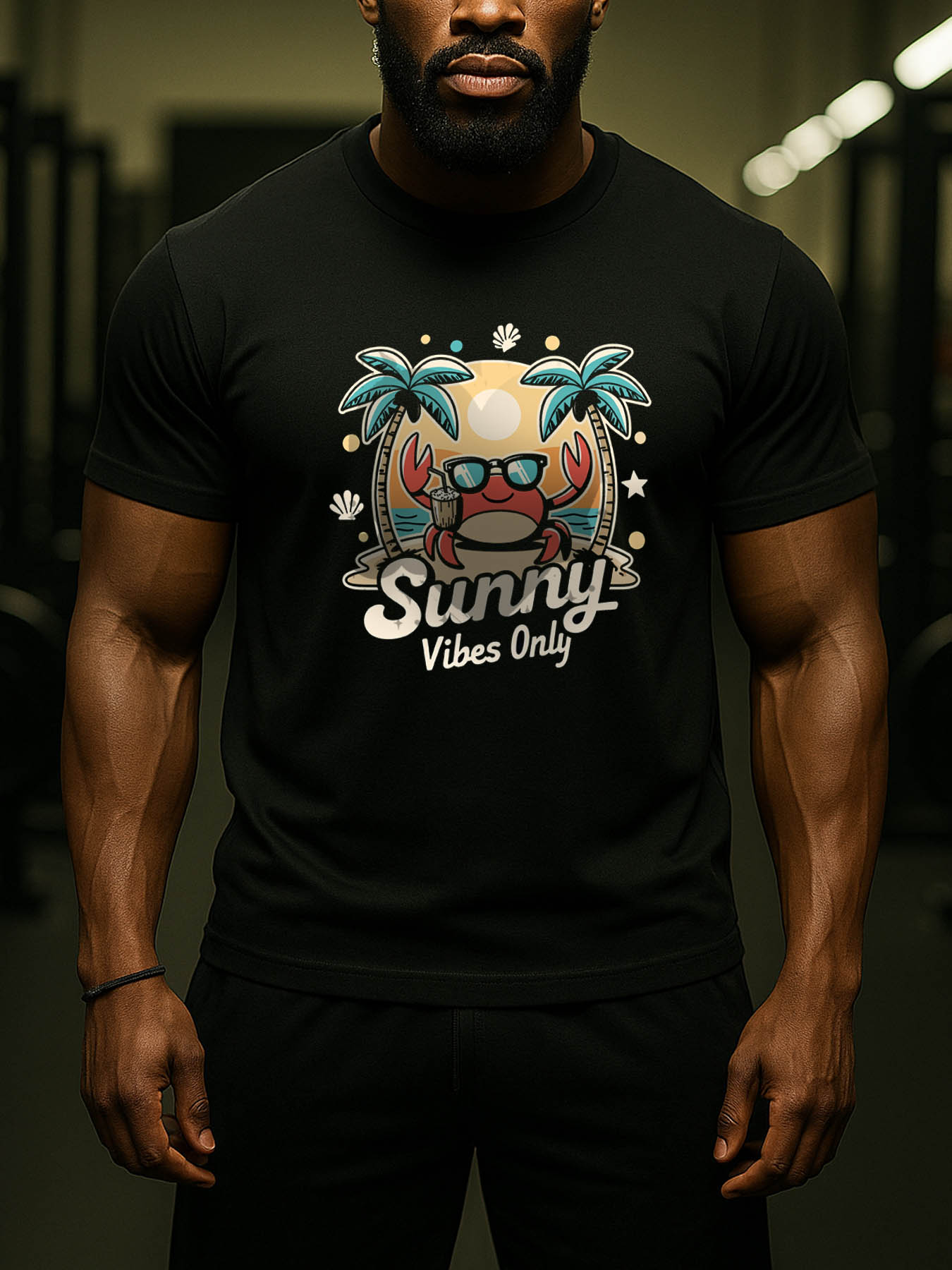 RTTMALL Caribbean Island Vacation Printed Cotton T-Shirts for Men, Soft Smooth Fabric Casual Summer Beach Tees