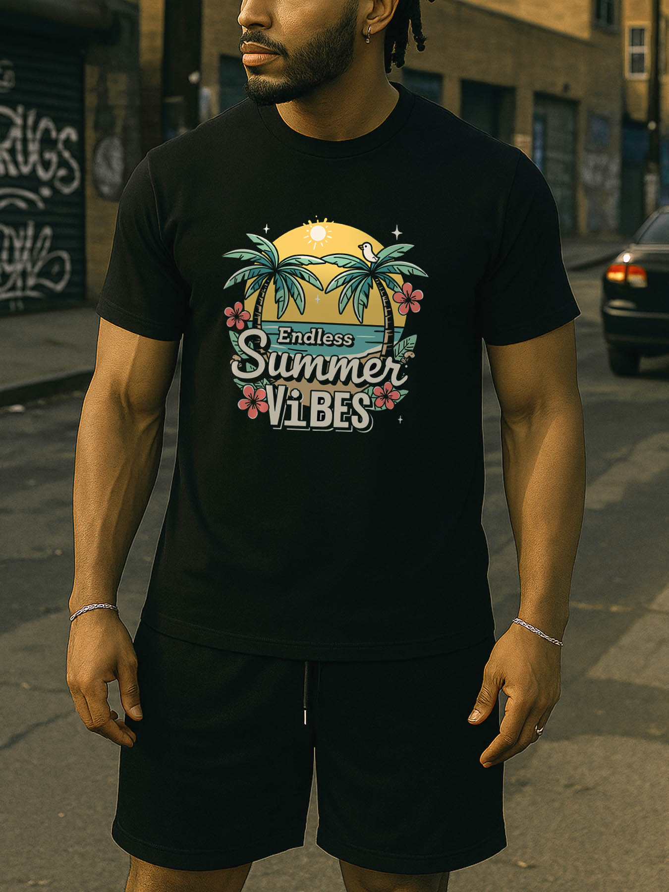 RTTMALL Caribbean Island Beach Printed Cotton Casual Summer T-Shirts for Men