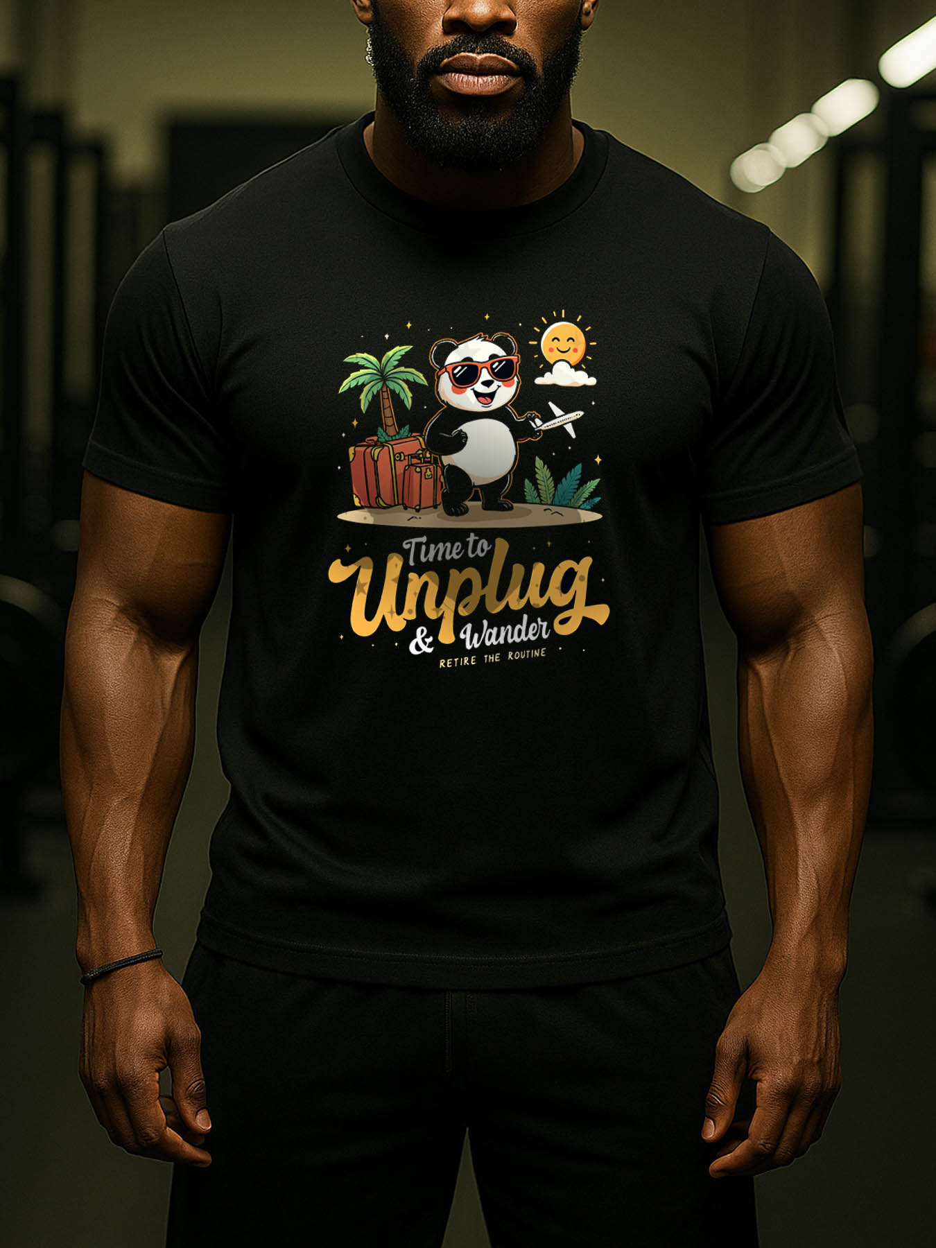 RTTMALL Caribbean Island Beach Printed Cotton T-Shirts for Men, Lightweight Breathable Machine Washable Casual Summer Tees, Olive Green & Blue Pattern