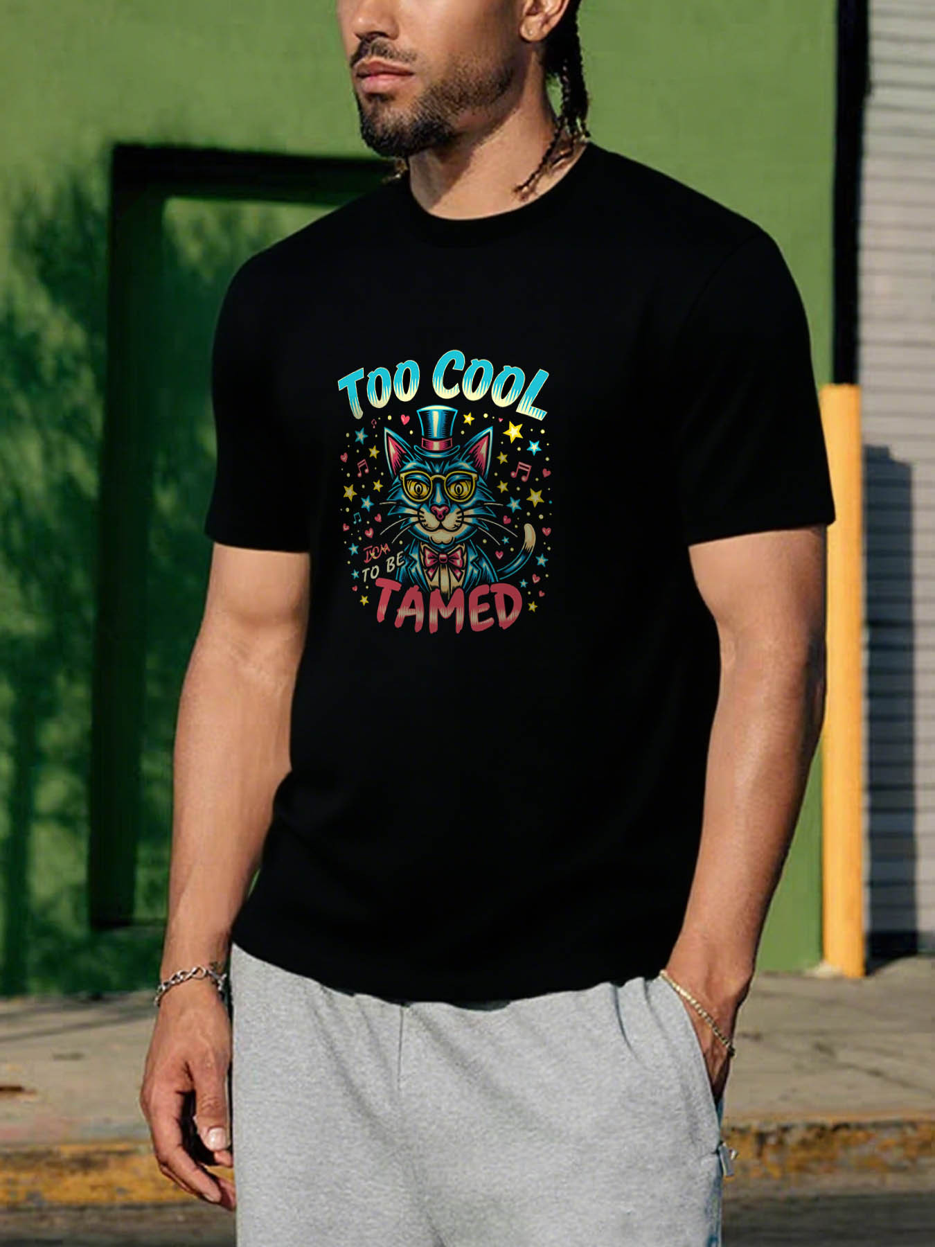 RTTMALL Caribbean Island Beach Casual Printed Cotton Men's T-Shirt for Summer Vacation