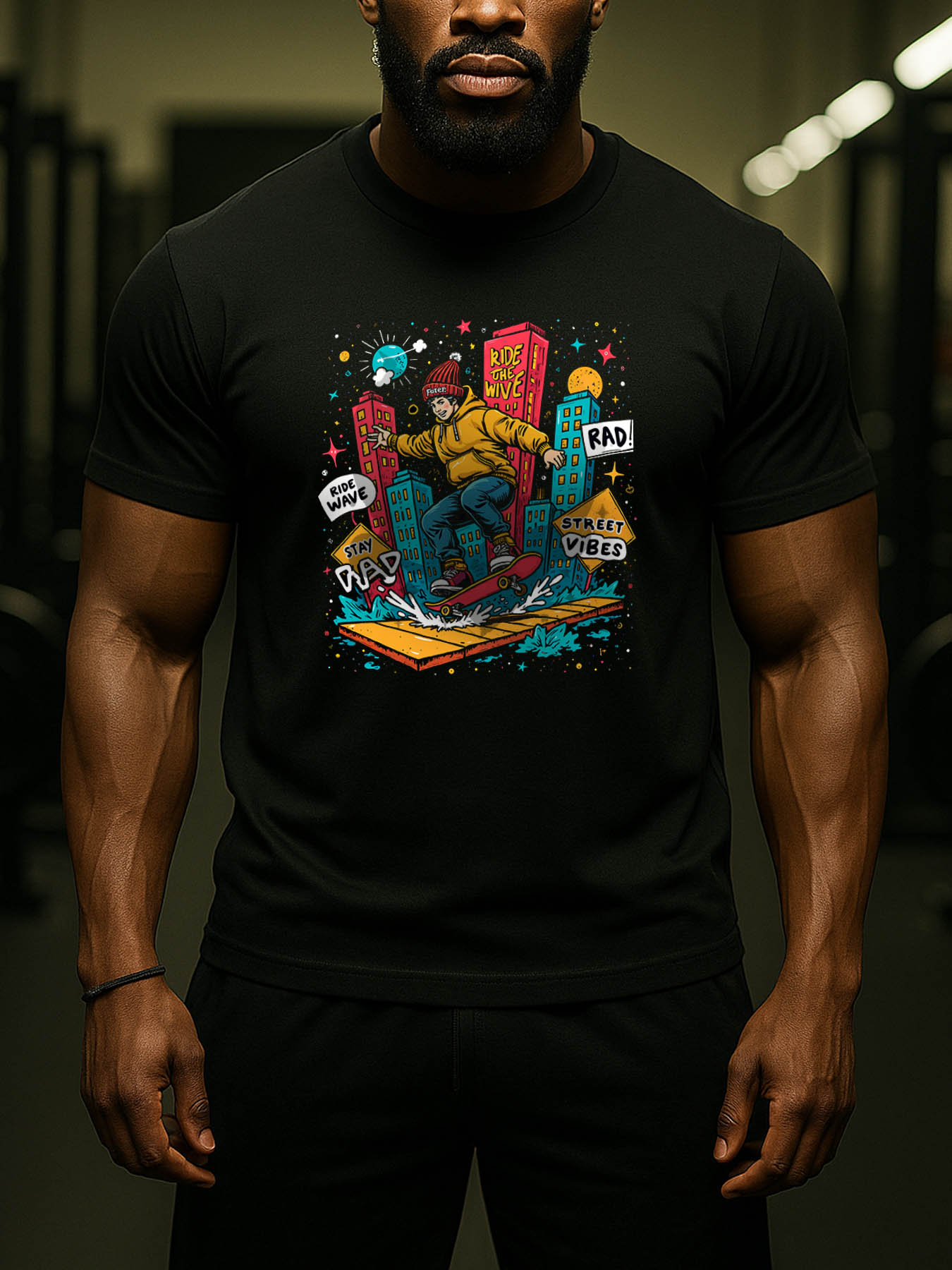 RTTMALL Caribbean Island Beach Printed Casual Summer Cotton T-Shirt for Men