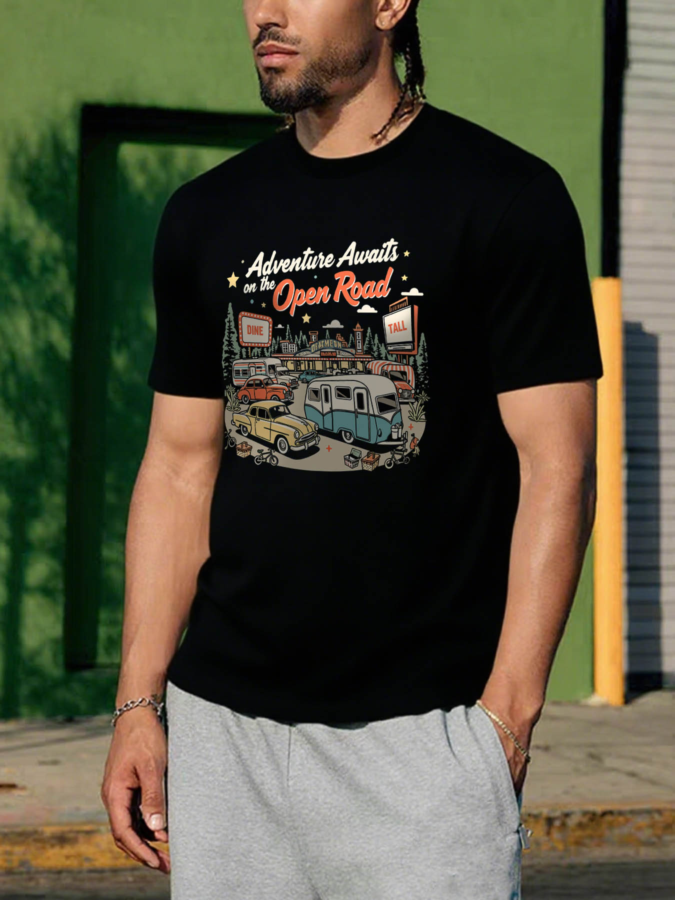 RTTMALL Caribbean Island Beach Print Men's 100% Cotton Casual Summer T-Shirt