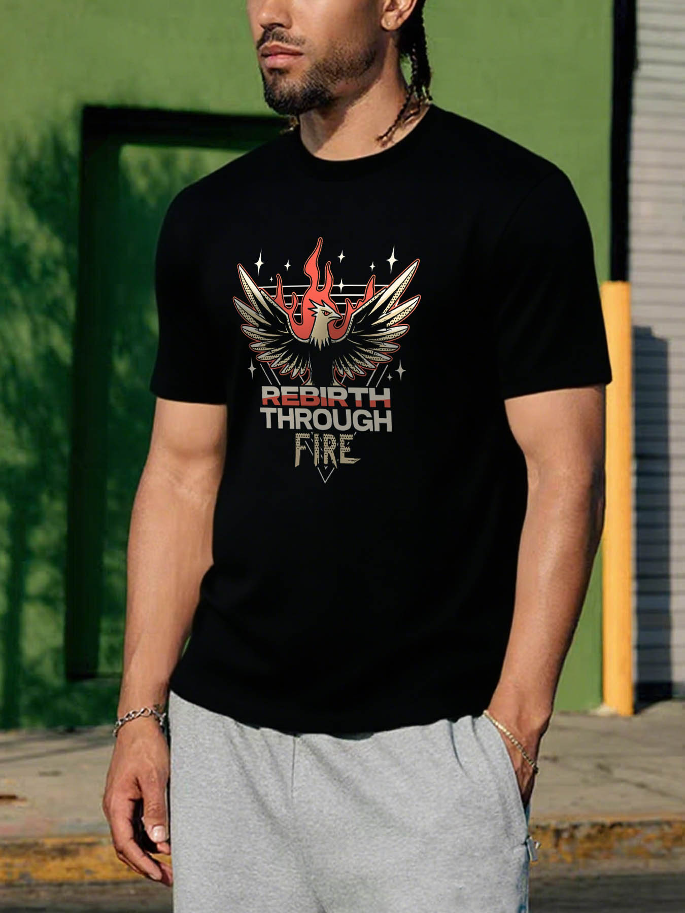 RTTMALL Caribbean Island Beach Printed Casual Cotton Men's T-Shirts for Summer Vacation