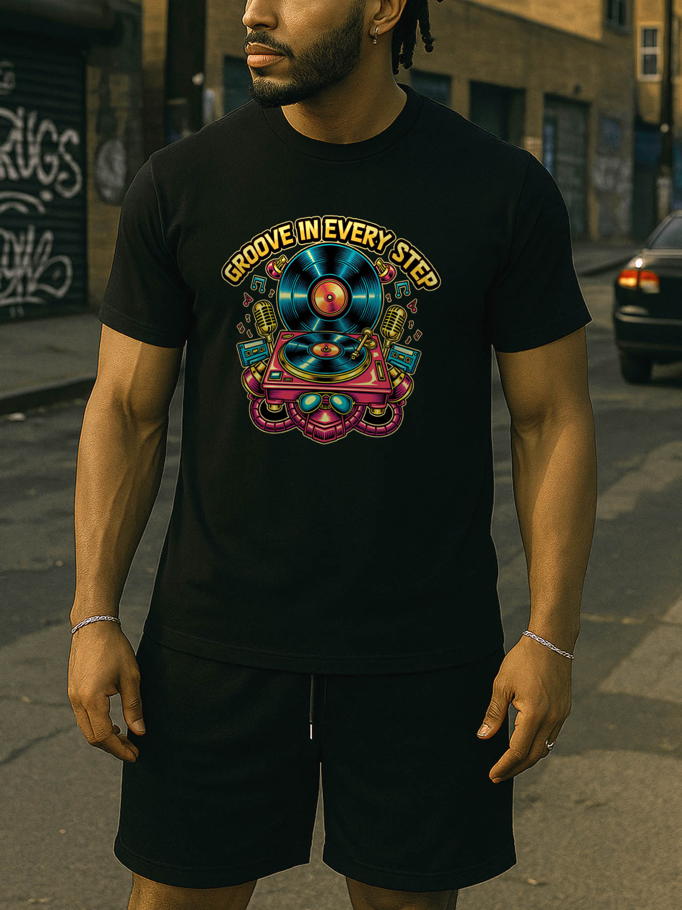 RTTMALL Caribbean Island Beach Casual Printed Cotton Men's T-Shirt, Summer Vacation Casual Wear