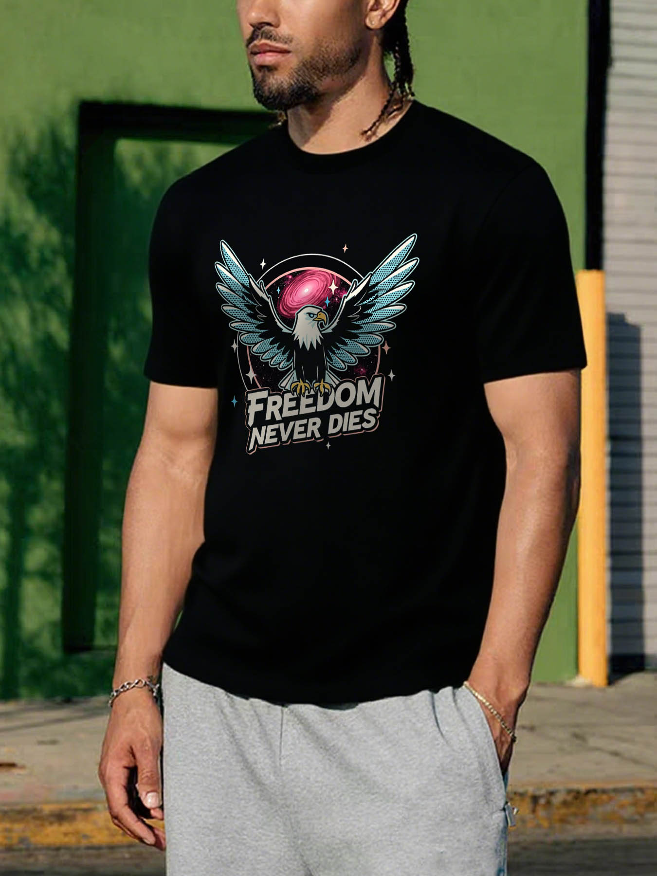 RTTMALL Caribbean Island Beach Printed Cotton Men's T-Shirt, Soft Breathable Quick Dry, Durable Washable Summer Casual Tee