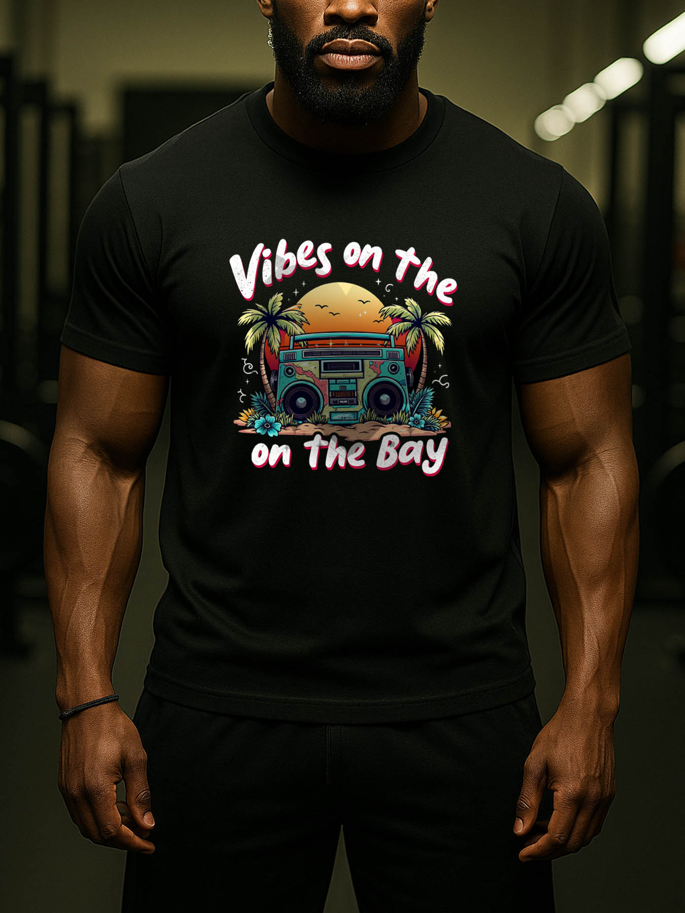 Men's 100% Cotton RTTMALL Printed T-Shirt, Vintage Caribbean Street Letter Graphic Tees for Beach Summer Casual Wear