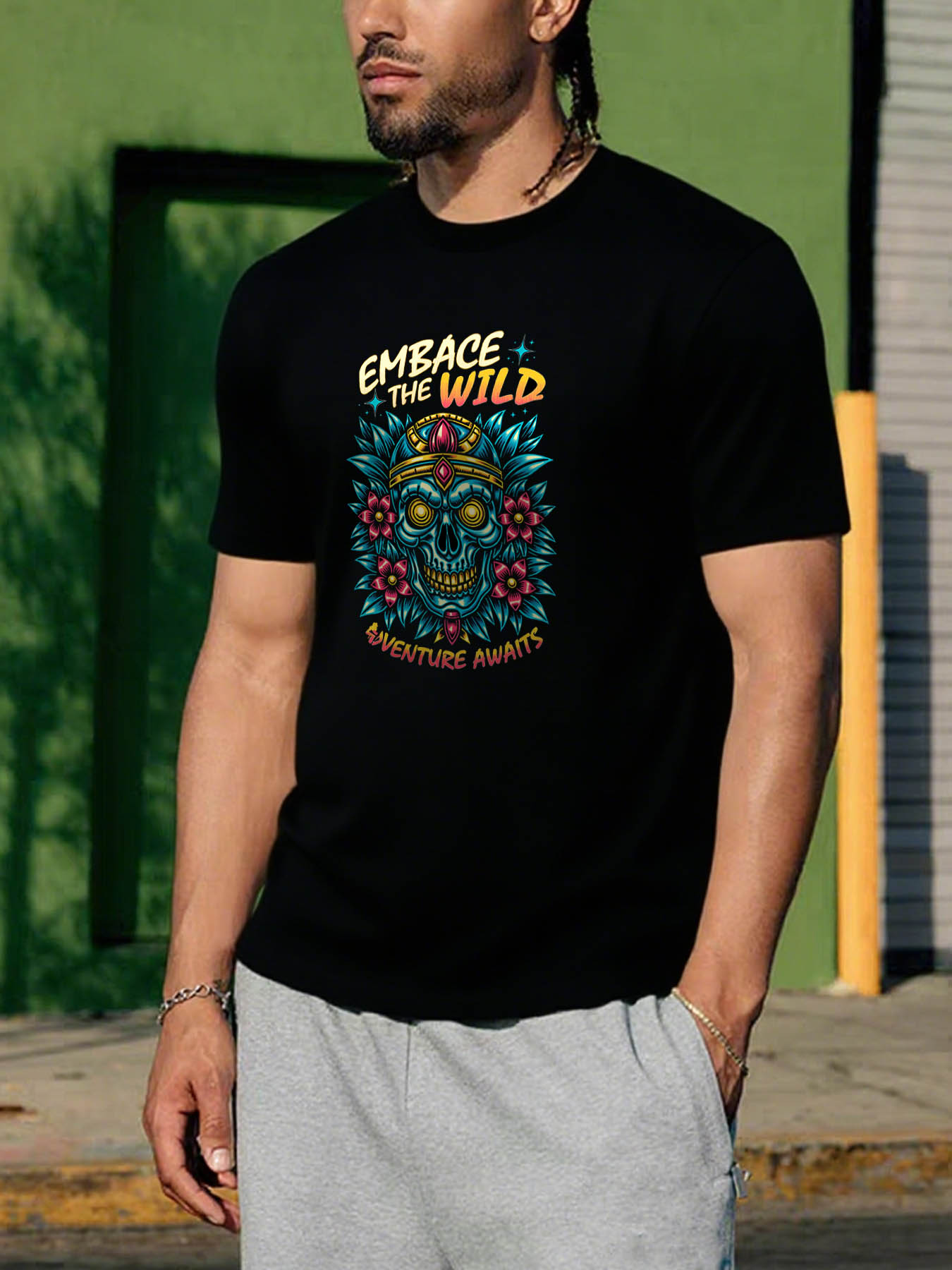 RTTMALL Caribbean Island Beach Casual Printed Cotton T-Shirts for Men, Breathable Quick Dry Summer Vacation Tees