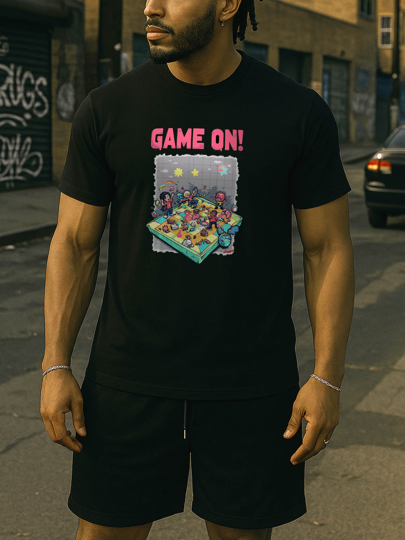 Men's RTTMALL Printed Cotton T-Shirt, Caribbean Island Beach Casual Summer Tee