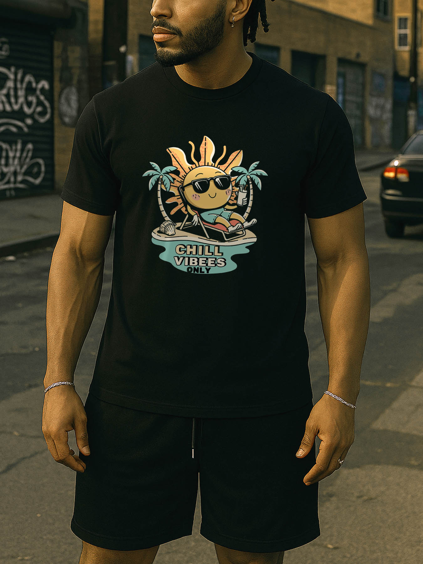 Men's 100% Cotton Printed RTTMALL T-Shirt, Casual Soft Smooth Beach Caribbean Island Summer Tees for Vacation Wear