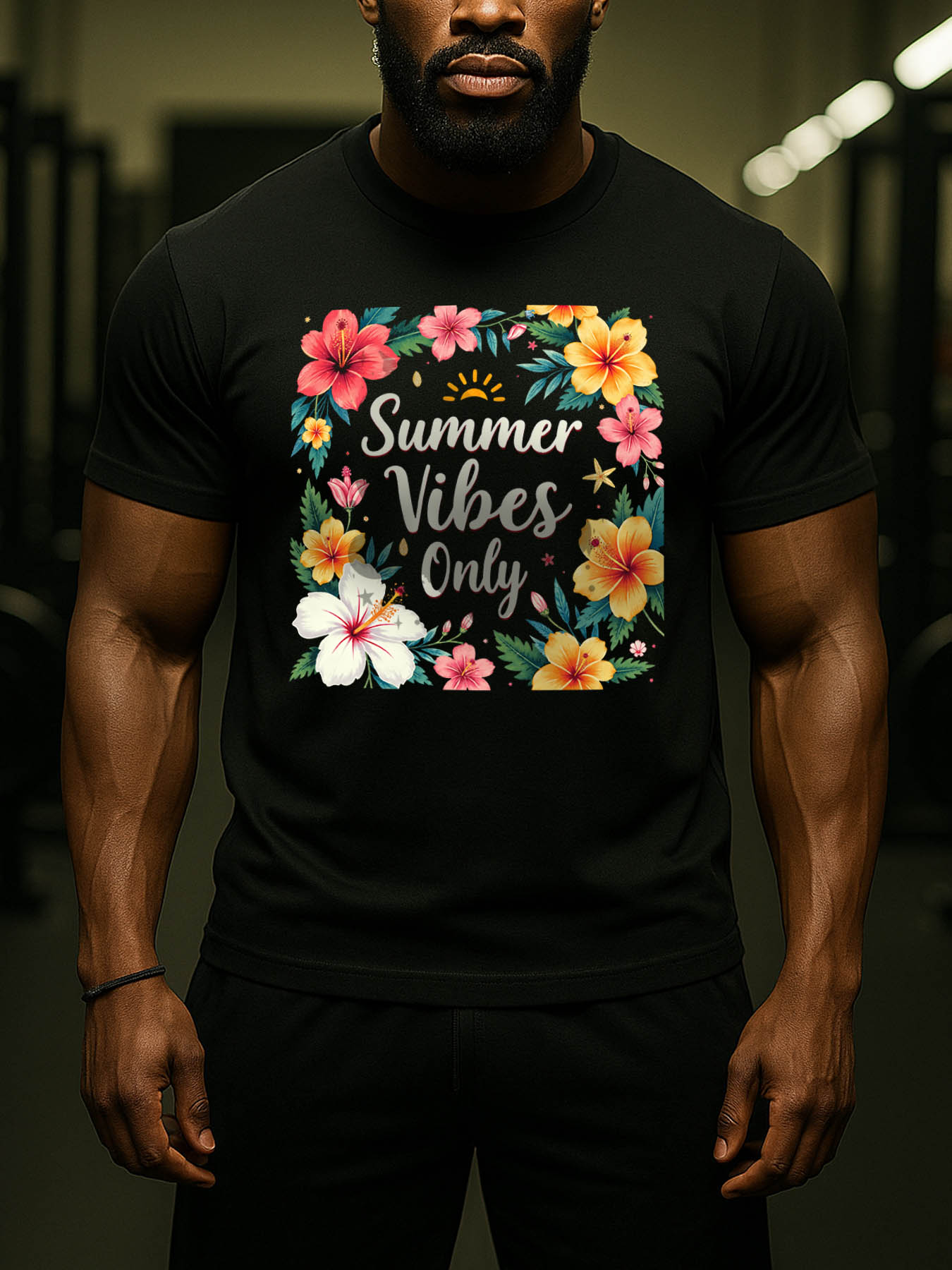 Men's 100% Cotton RTTMALL T-Shirts, Breathable Floral Print Beach Tees for Caribbean Island Summer Casual Wear