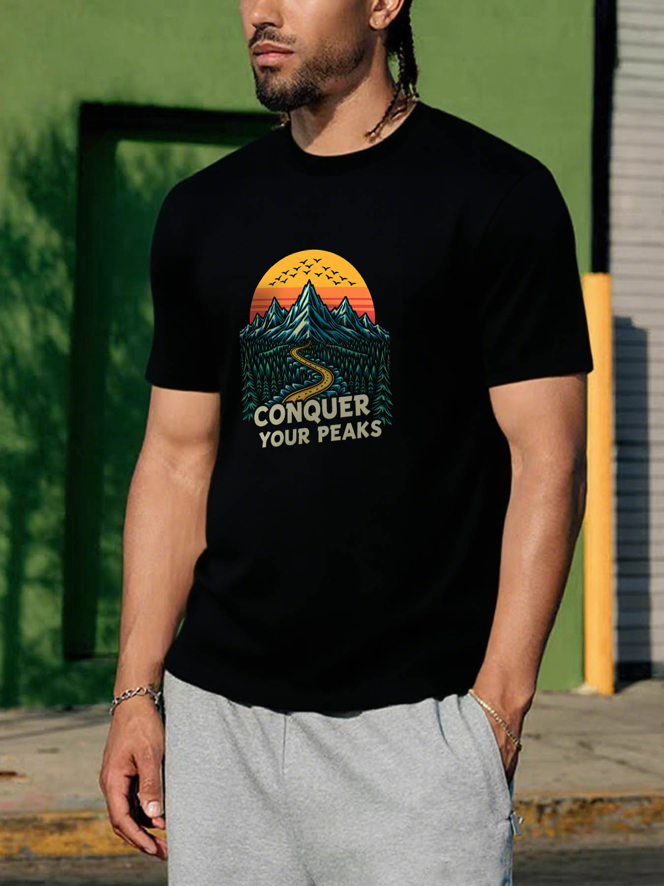 Men's 100% Cotton Moisture-Wicking Quick-Dry Printed T-Shirts, RTTMALL Caribbean Vacation Beach Casual Summer Tees, Lightweight Elastic Athletic Tops for Basketball & Outdoor Adventures