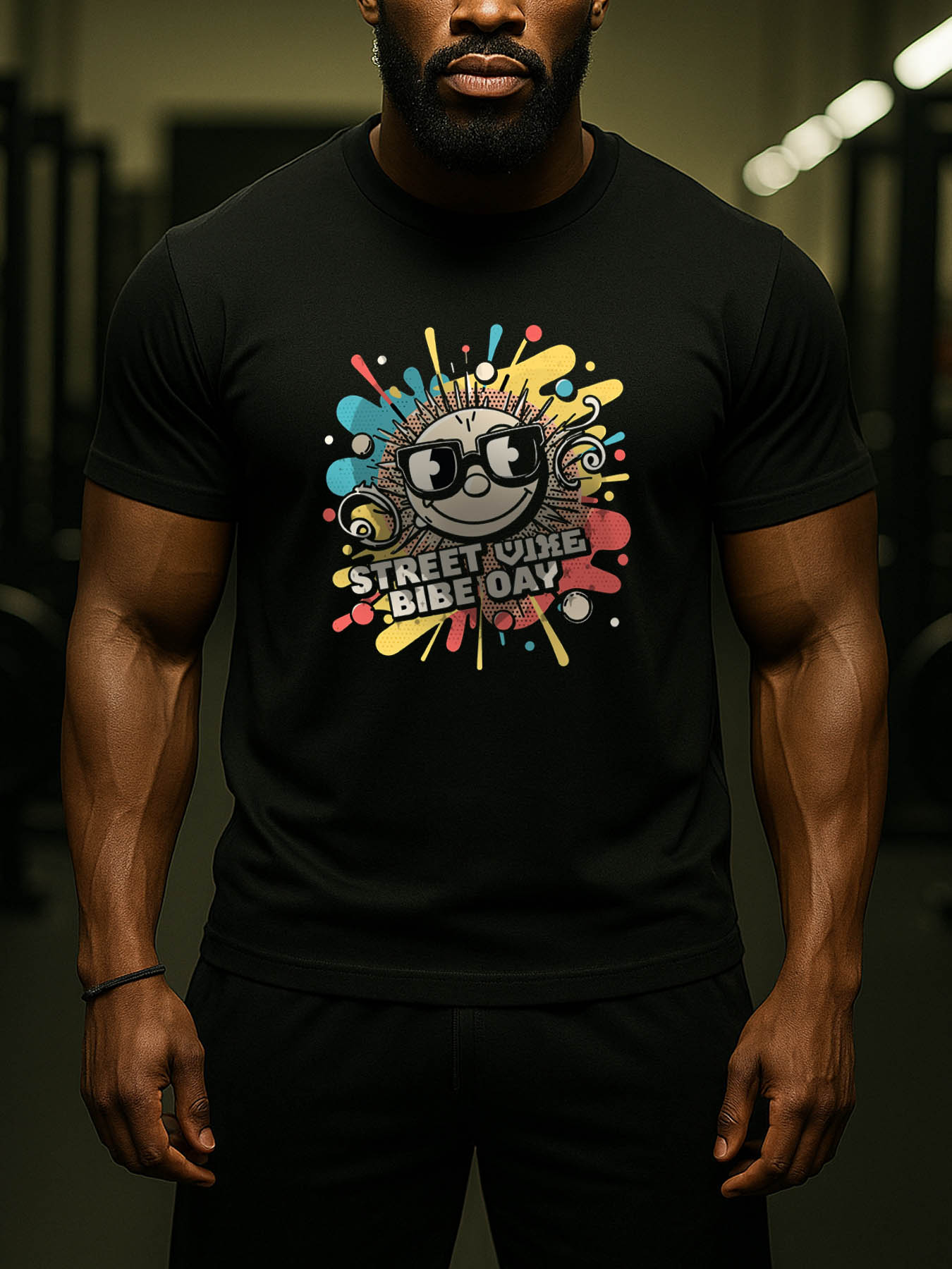 RTTMALL Caribbean Island Beach Printed Casual Cotton Straight-Leg T-Shirt for Men