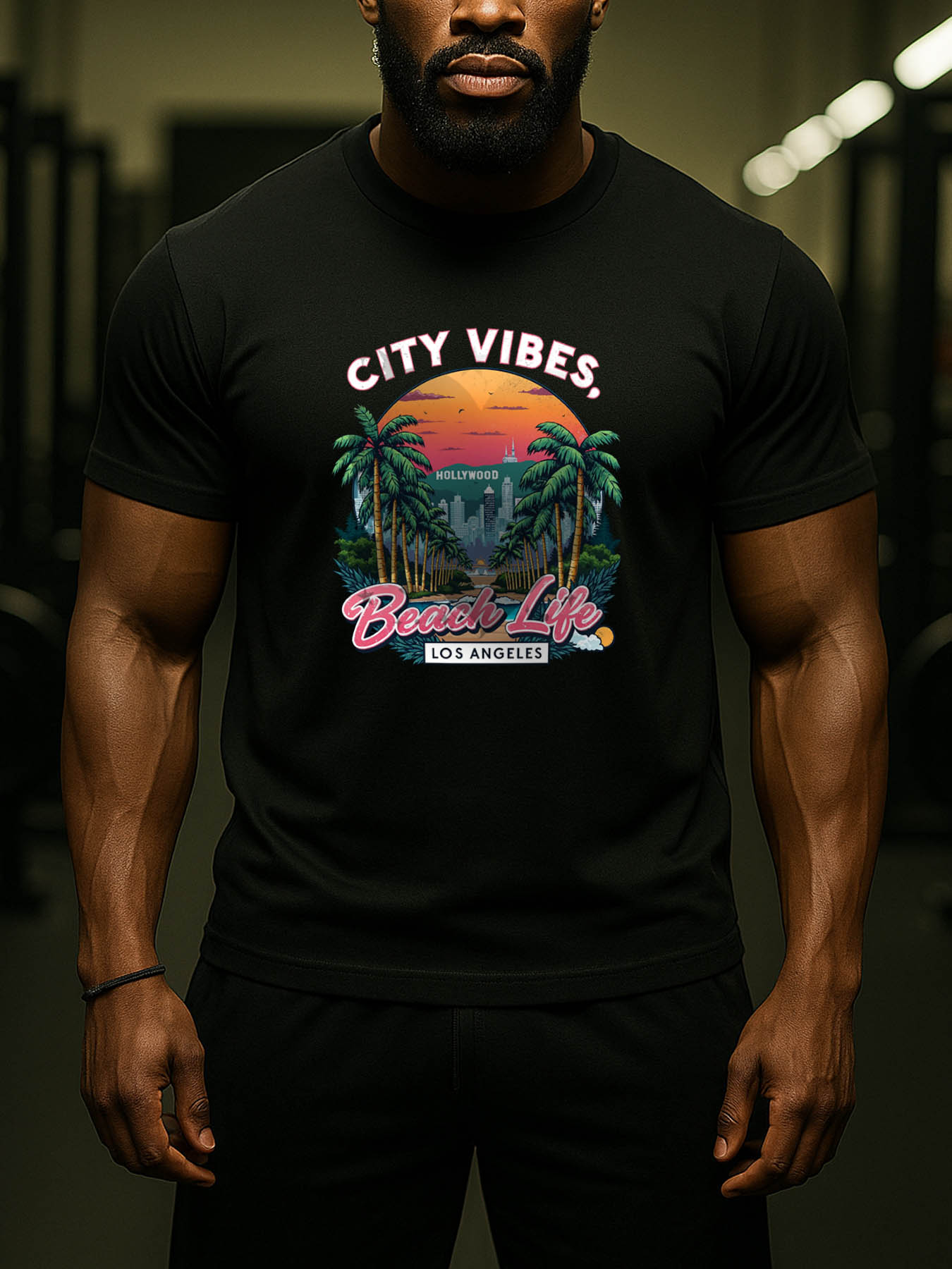 Men's 100% Cotton RTTMALL Printed T-Shirt, Breathable Machine Washable Casual Beach Tee with Caribbean Palm Tree & Island Summer Prints