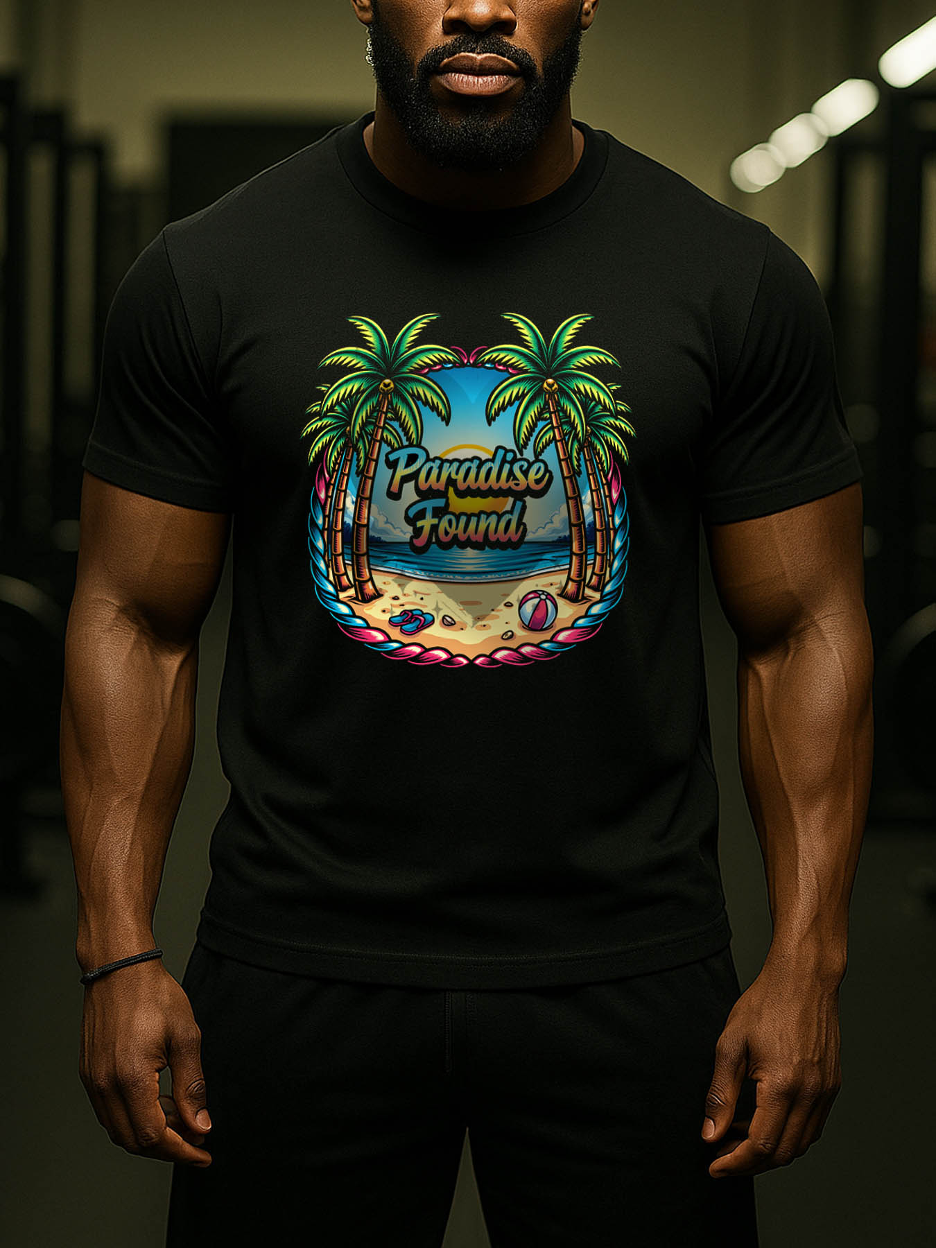 Men's 100% Cotton Casual Printed T-Shirt, Lightweight Beach Palm Tree RTTMALL Tee for Caribbean & Central American Summer Beach Travel