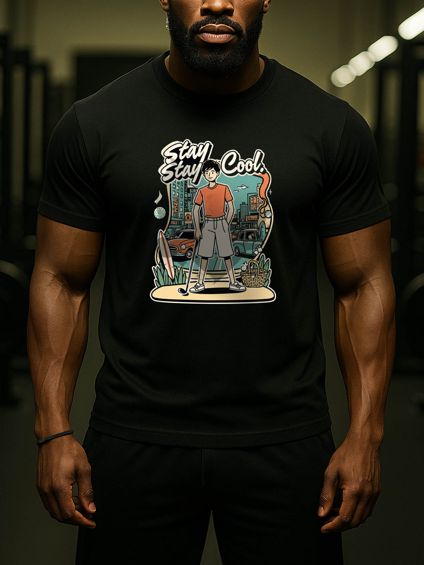 RTTMALL Caribbean Island Beach Print Cotton T-Shirts for Men Casual Summer Outdoor Golf Tees