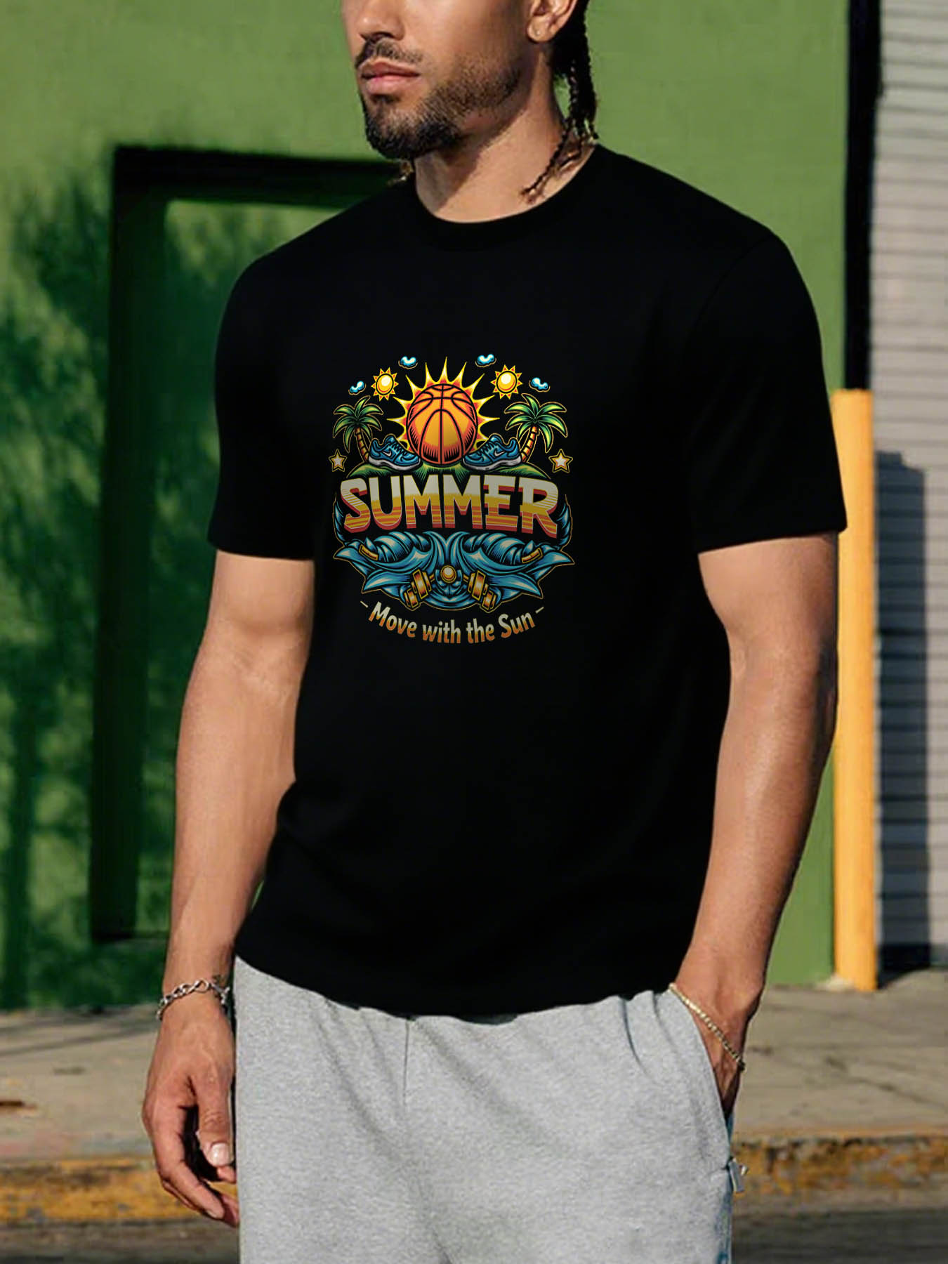 Men's 100% Cotton RTTMALL Printed T-Shirt, Casual Breathable Crewneck Beach Tees for Caribbean & Central American Summer Trips