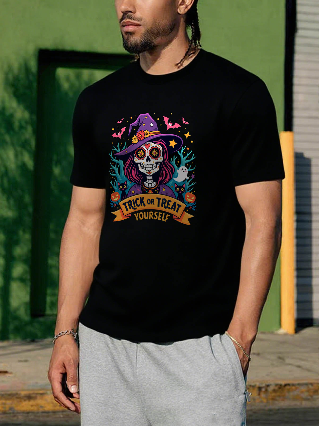 RTTMALL Caribbean Island Vacation Casual Printed Cotton T-Shirts for Men, Summer Beach Graphic Tees with Caribbean Tribal & RTTMALL Print