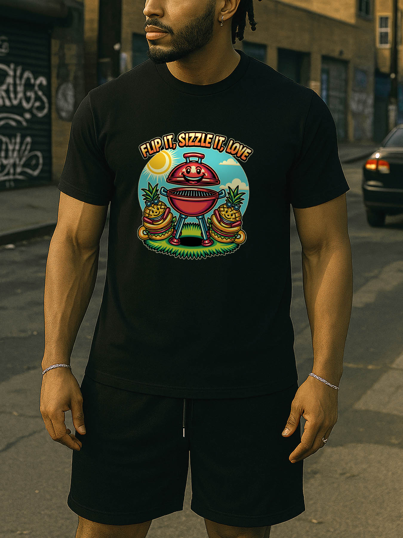 Men's 100% Cotton RTTMALL Printed T-Shirt, Caribbean Island Beach Summer Casual Short Sleeve Tee, Perfect Gift for Music Lovers