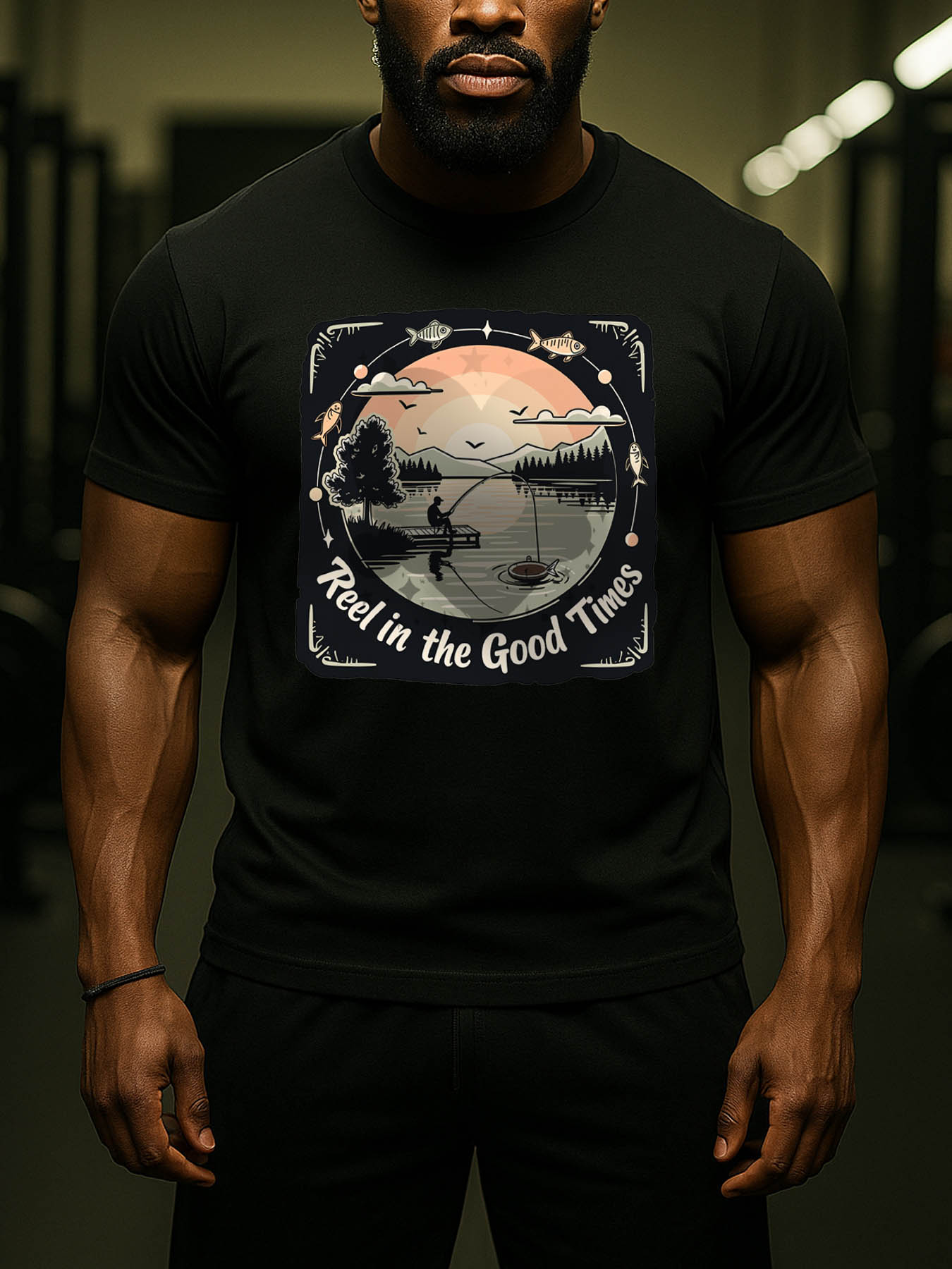 RTTMALL Caribbean Island Vacation Casual Printed Cotton T-Shirts for Men with Breathable Quick-Dry Fish Print