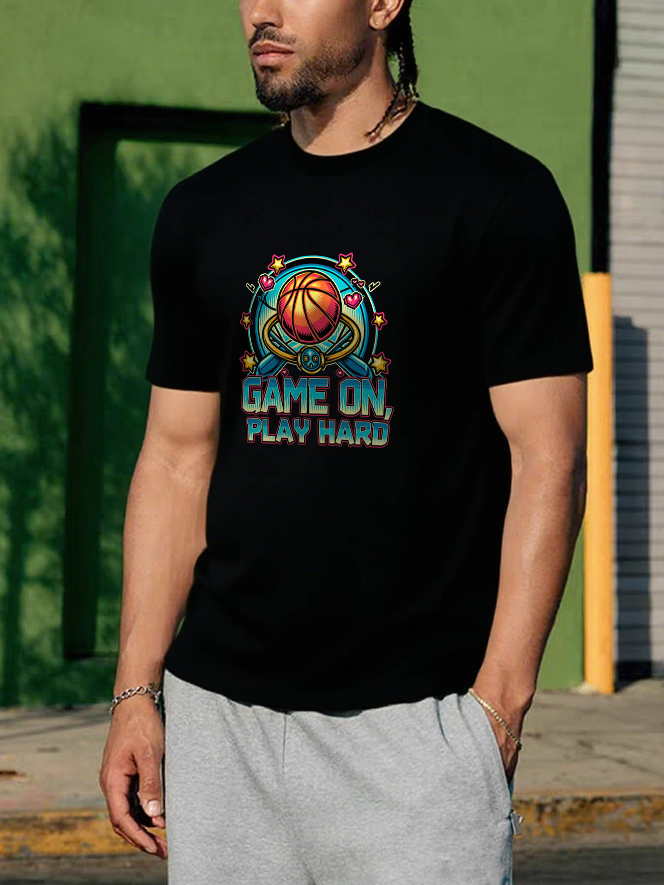 RTTMALL Caribbean Island Vacation Printed Casual 100% Cotton Crewneck T-Shirt for Men