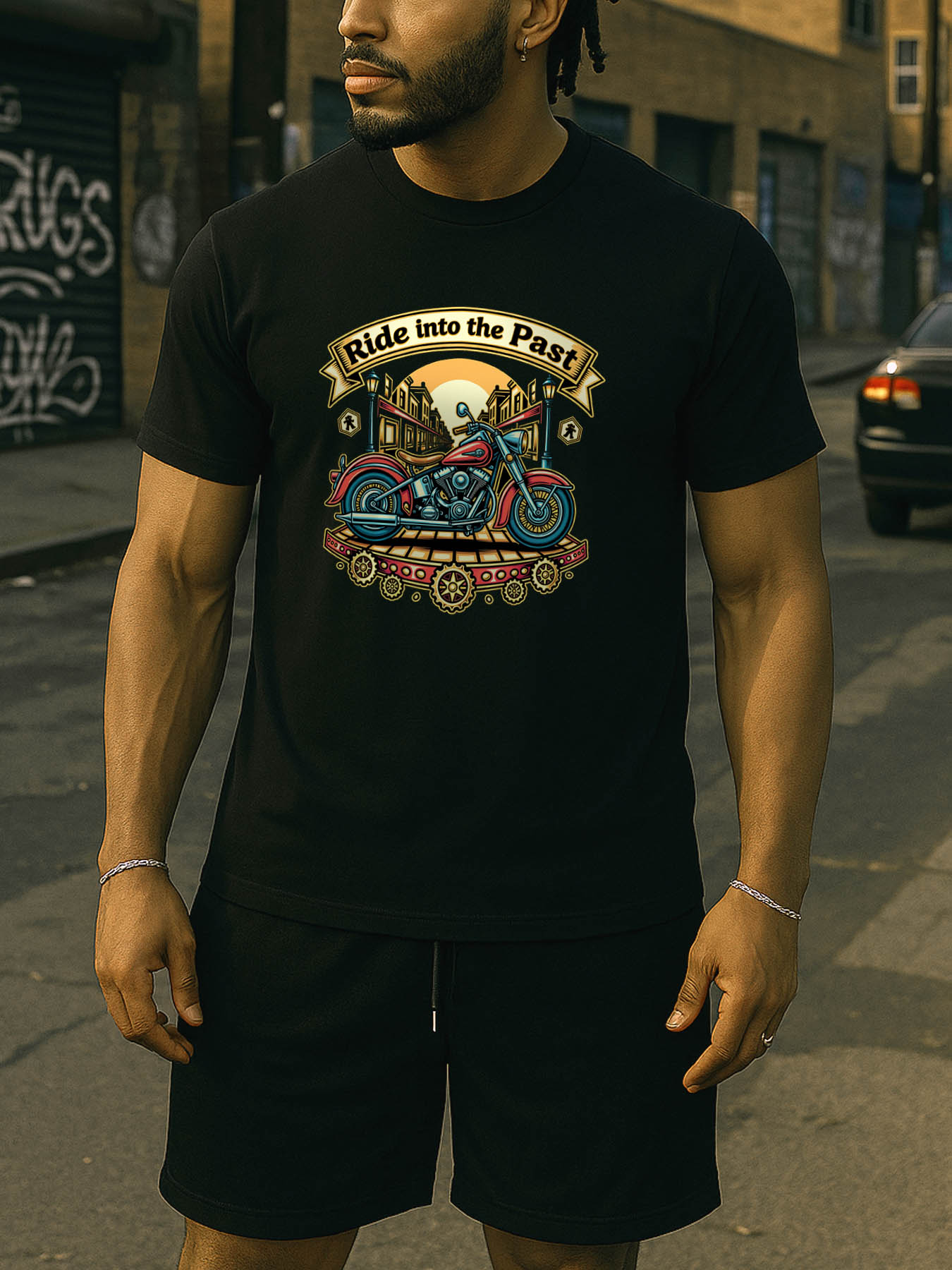 RTTMALL Caribbean Island Beach Vintage Moto Printed 100% Cotton Casual Summer T-Shirts for Men