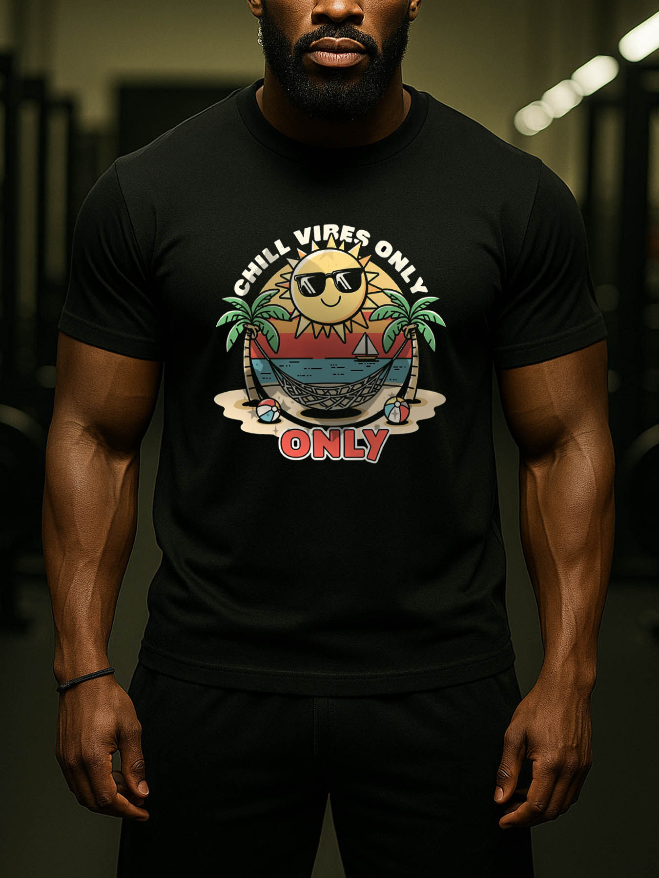 RTTMALL Caribbean Island Beach Casual Cotton Printed T-Shirt for Men Summer Vacation Wear