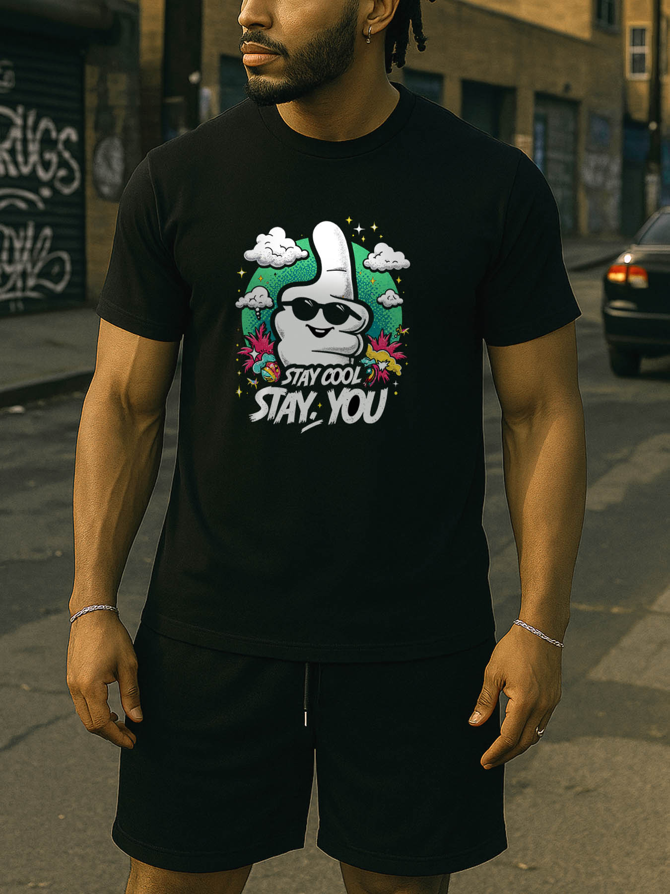 RTTMALL Caribbean Island Vacation Vintage Palm Print Casual Cotton Slim-Fit Machine Washable Men's T-Shirt