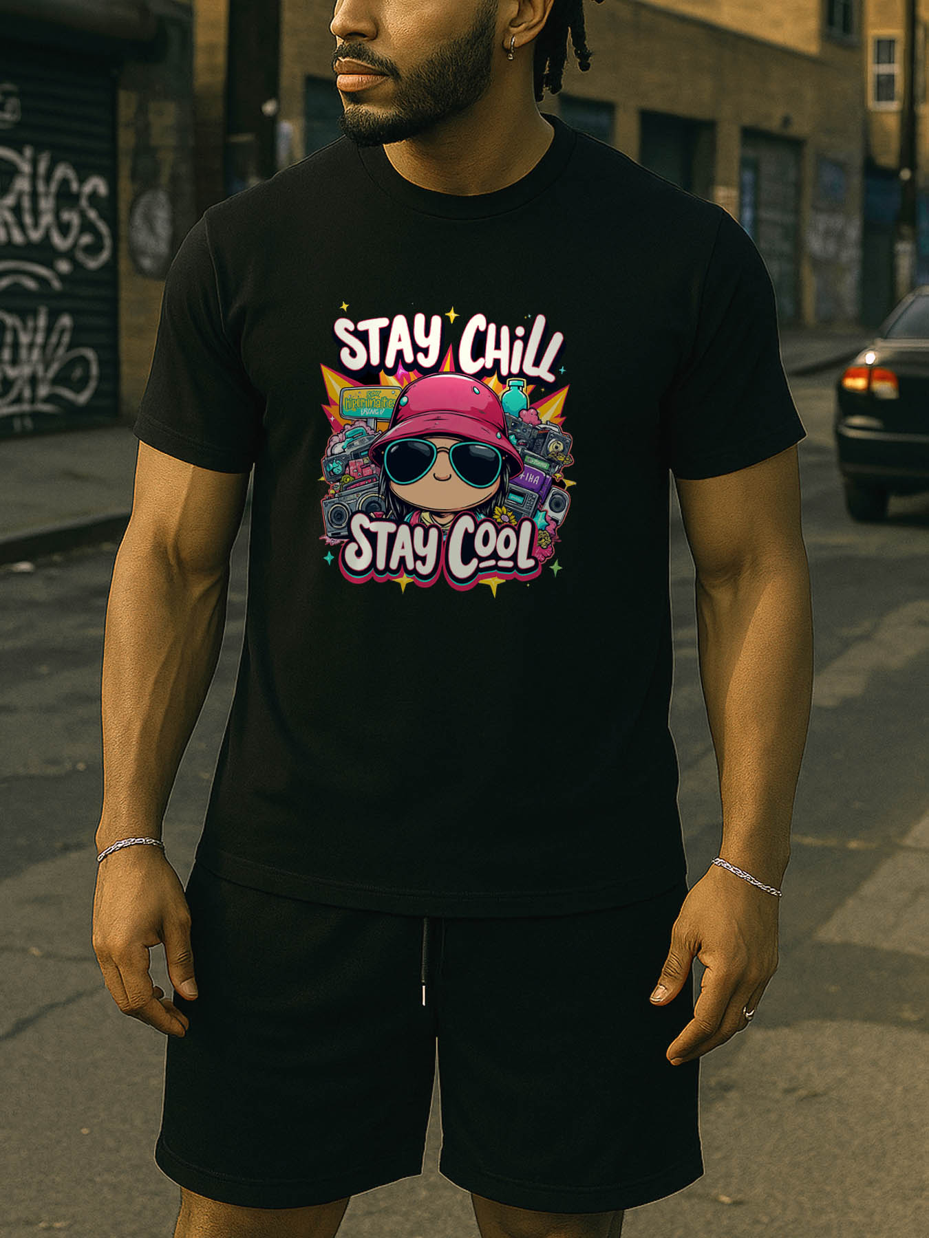 Men's 100% Cotton Casual Printed T-Shirt, RTTMALL Caribbean Island Vacation Style, Breathable Machine Washable Summer Beach Tee