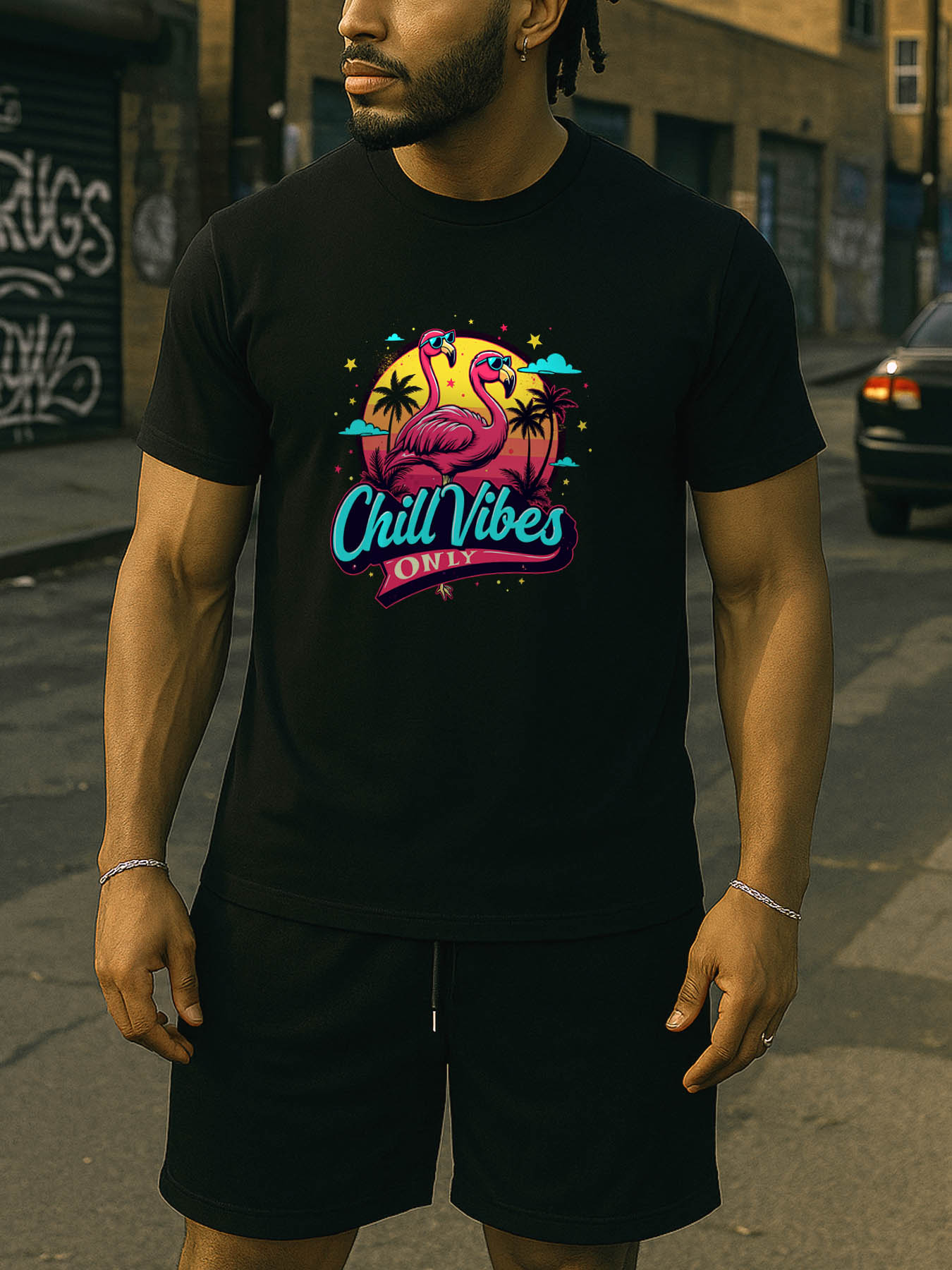 Men's 100% Cotton RTTMALL Printed T-Shirt, Caribbean Beach Island Summer Casual Tee