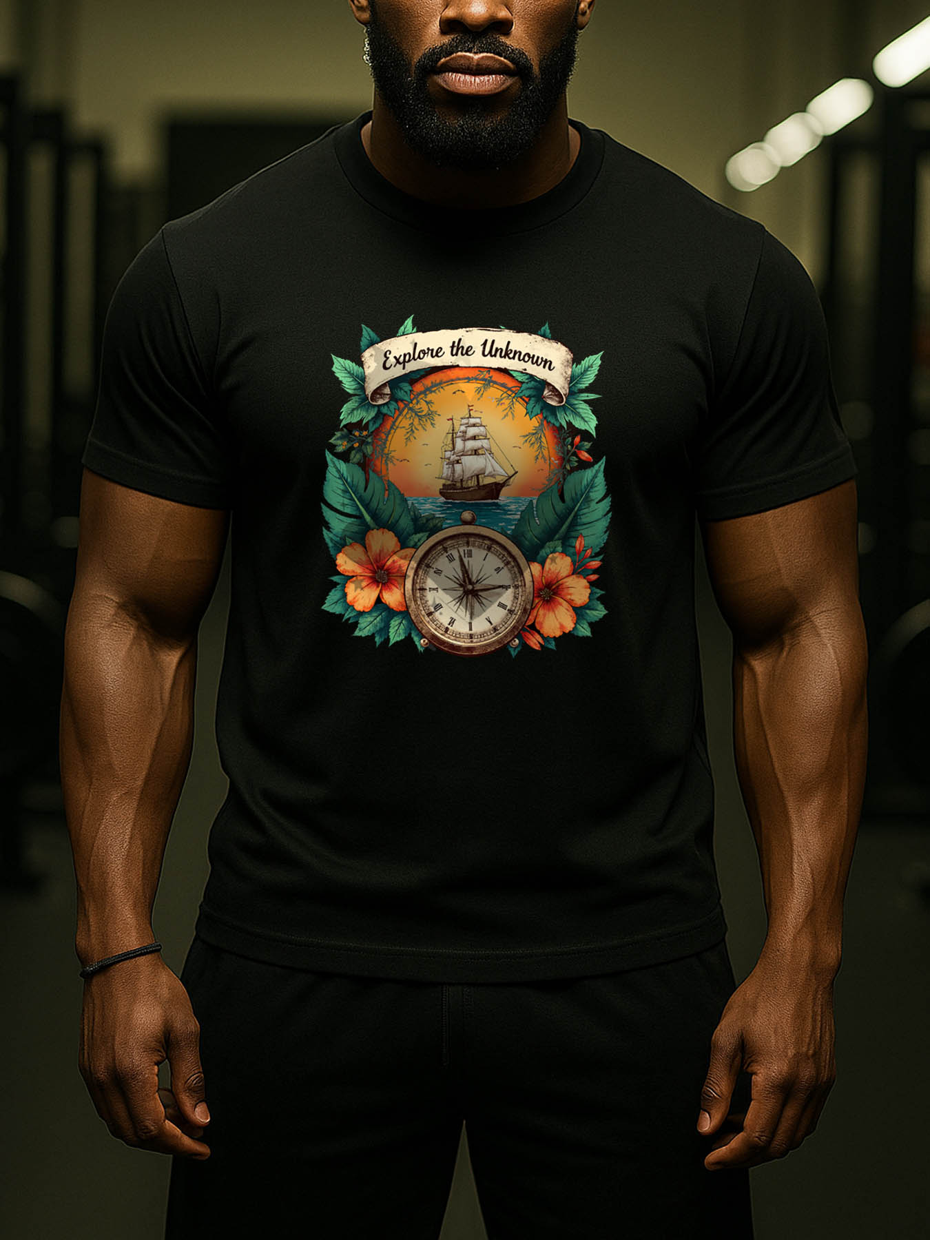 Men's 100% Cotton RTTMALL Vintage Wax Print T-Shirt, Caribbean Island Beach Summer Casual Tee