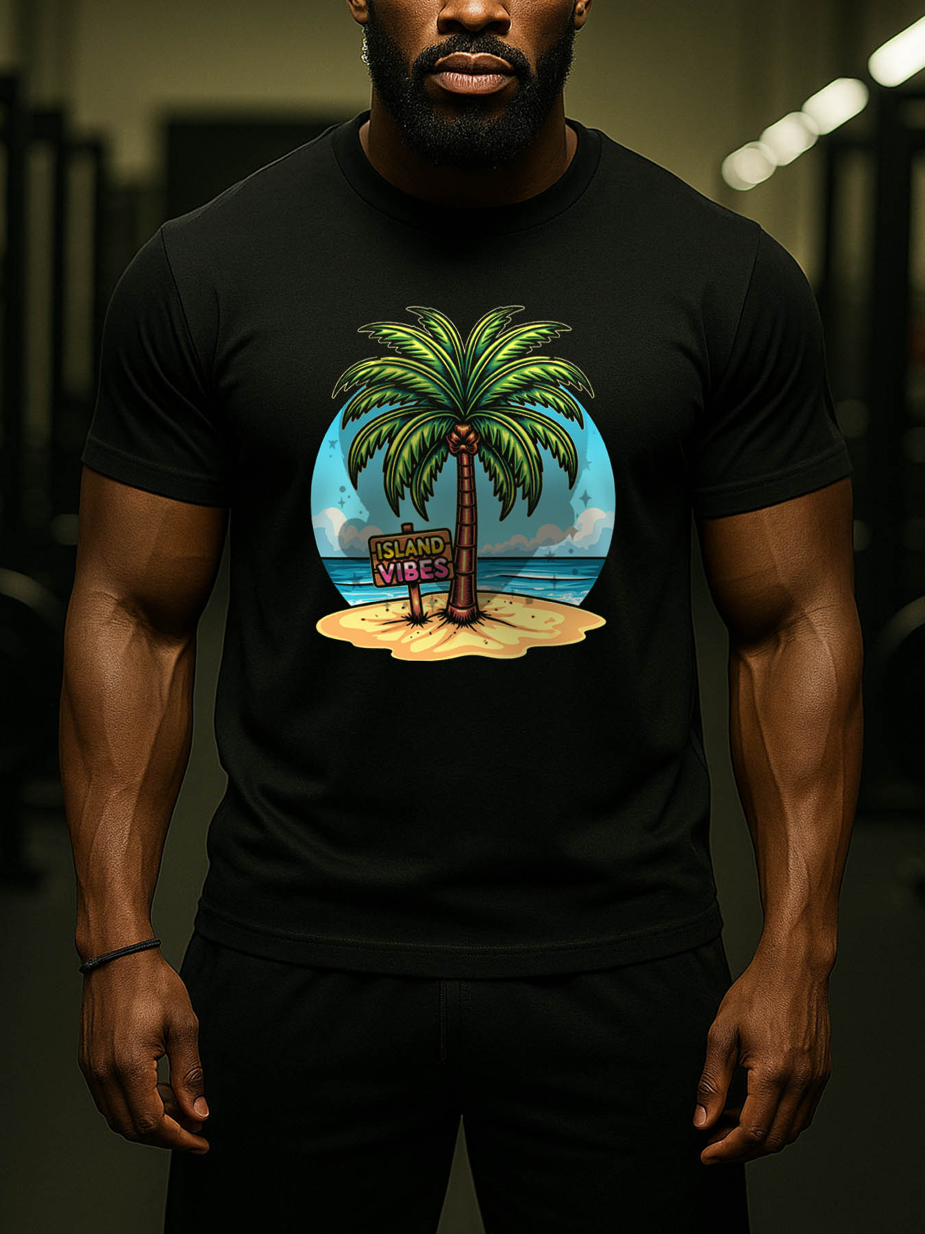 RTTMALL Caribbean Island Vacation Printed Casual Cotton T-Shirts for Summer Beach Wear