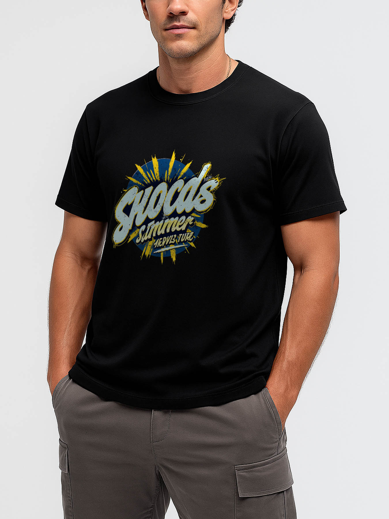 RTTMALL Mens Caribbean Island Beach Printed T-Shirts, Soft Breathable Cotton Casual Summer Vacation Tees with Vibrant Abstract Rotating Blue Prints