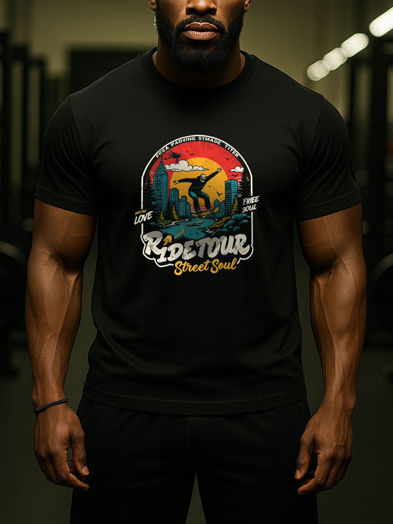 Men's RTTMALL Printed Cotton Terry T-Shirts, Caribbean Island Beach Casual Summer Tees