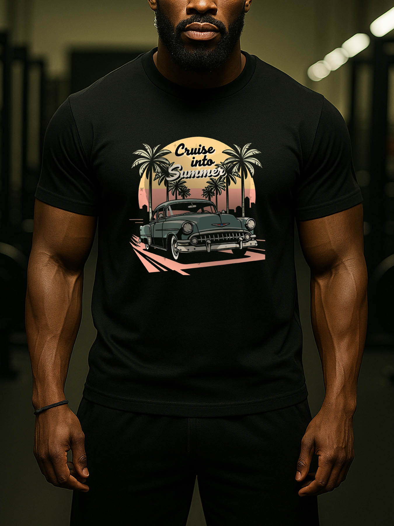 RTTMALL Caribbean Island Beach Print Casual Cotton T-Shirt for Summer Vacation