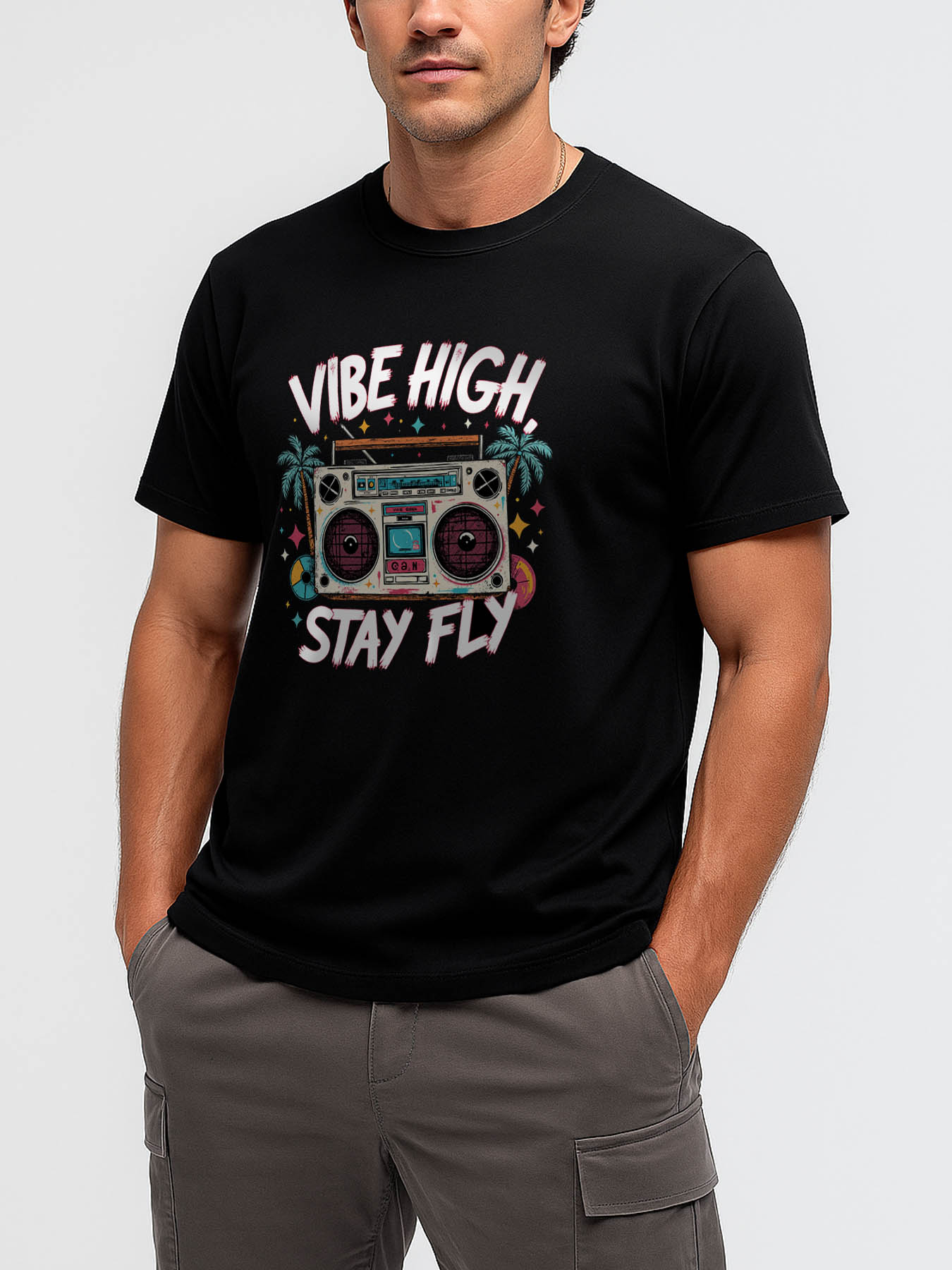 Men's 100% Cotton RTTMALL Printed T-Shirt, Casual Summer Beach Caribbean Island Style Graphic Tees for Vacation Wear